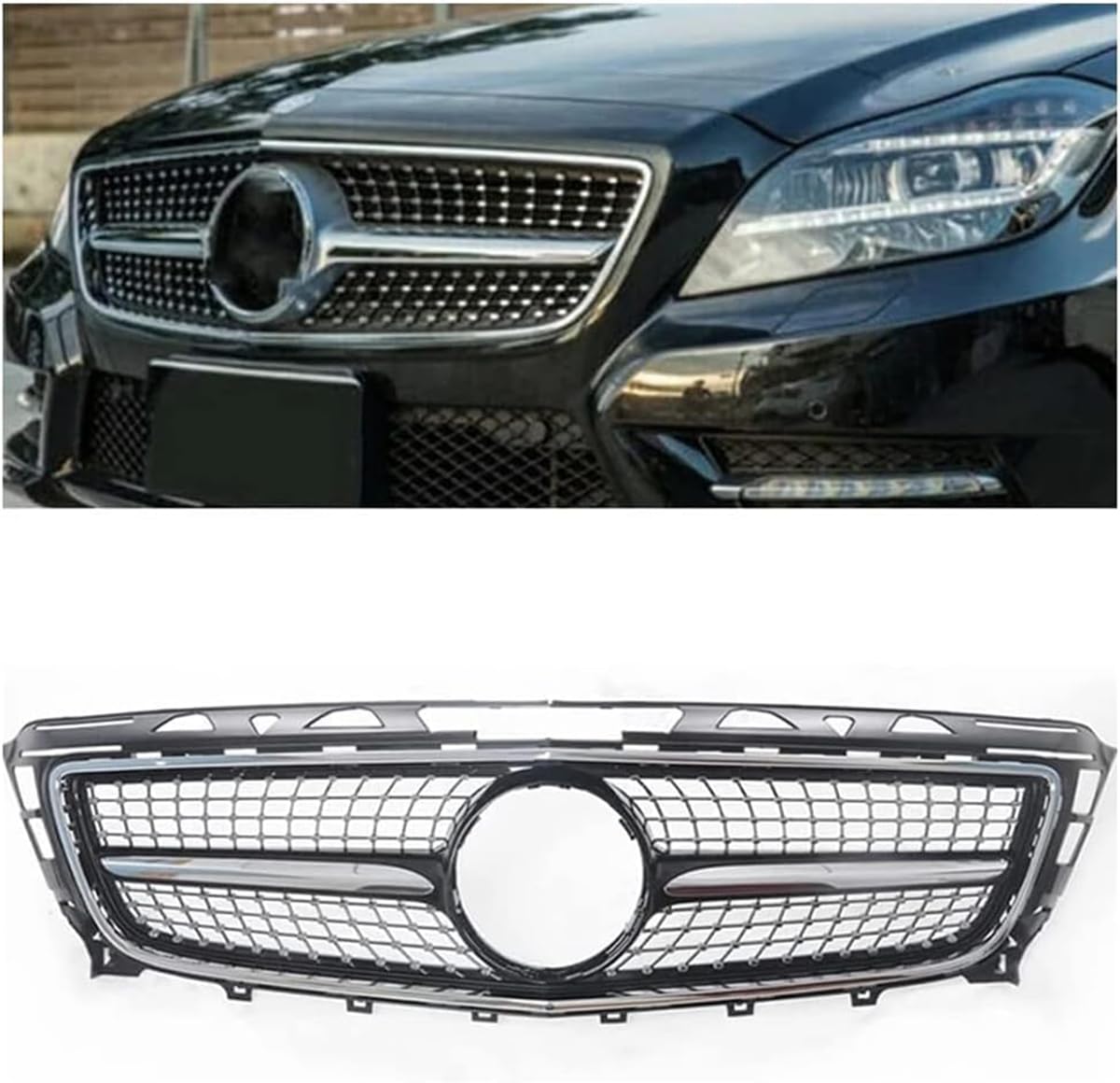 Doppellamellen-Frontstoßstange, Nieren-Doppelgitter, Grill-Ersatz, für Benz CLS W218 C218 X218 CLS350 CLS500 2011-2014 von BMIXX