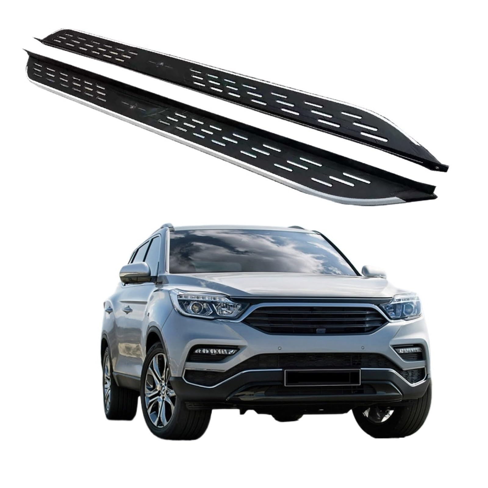 2 STÜCKE Seitenschritt Kompatibel for SsangYong G4 Rexton 2018 2019 2020 2021 2022 2023 2024 Trittbrett Nerf Bars Treppen Aluminiumpedale von BMKUUOSJ