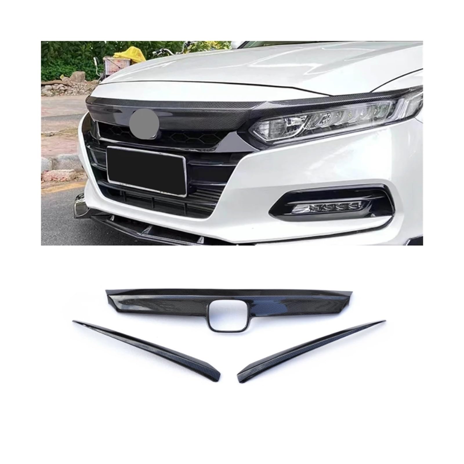 4 stücke Auto Front Stoßstange Splitter Lip Spoiler Splitter Deflektor Lippen Abdeckung Trim Body Kit Kompatibel for Honda Accord 10th GEN 2018-2021(Grille Carbon Look) von BMKUUOSJ