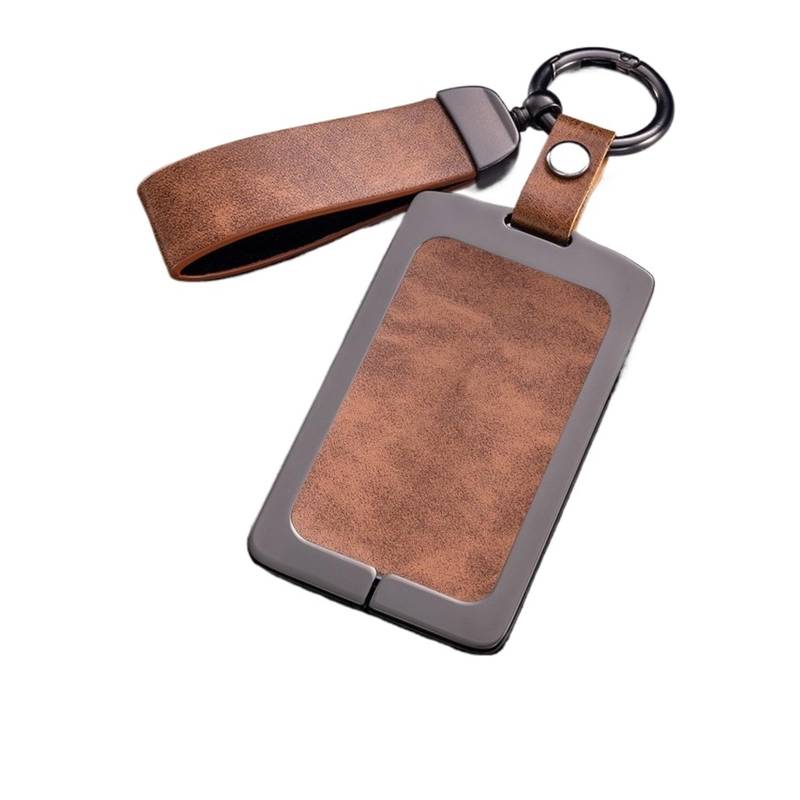 Auto-Fernschlüsseletui aus Zinklegierung, kompatibel mit Extremely Krypton 001 ZEEKR, NFC-Kartenschlüsselschutz, Schlüsselanhänger, Autozubehör(B-brown keychain2) von BMKUUOSJ