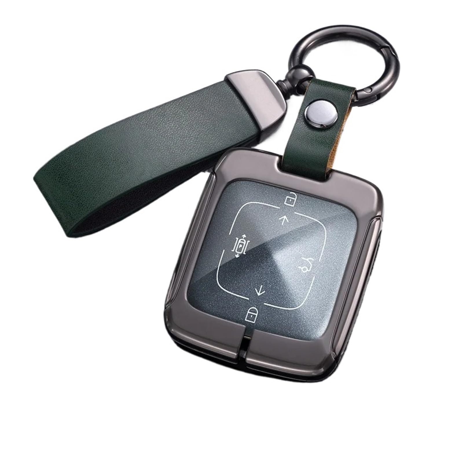 Auto-Fernschlüsseletui aus Zinklegierung, kompatibel mit Extremely Krypton 001 ZEEKR, NFC-Kartenschlüsselschutz, Schlüsselanhänger, Autozubehör(H-green keychain2) von BMKUUOSJ