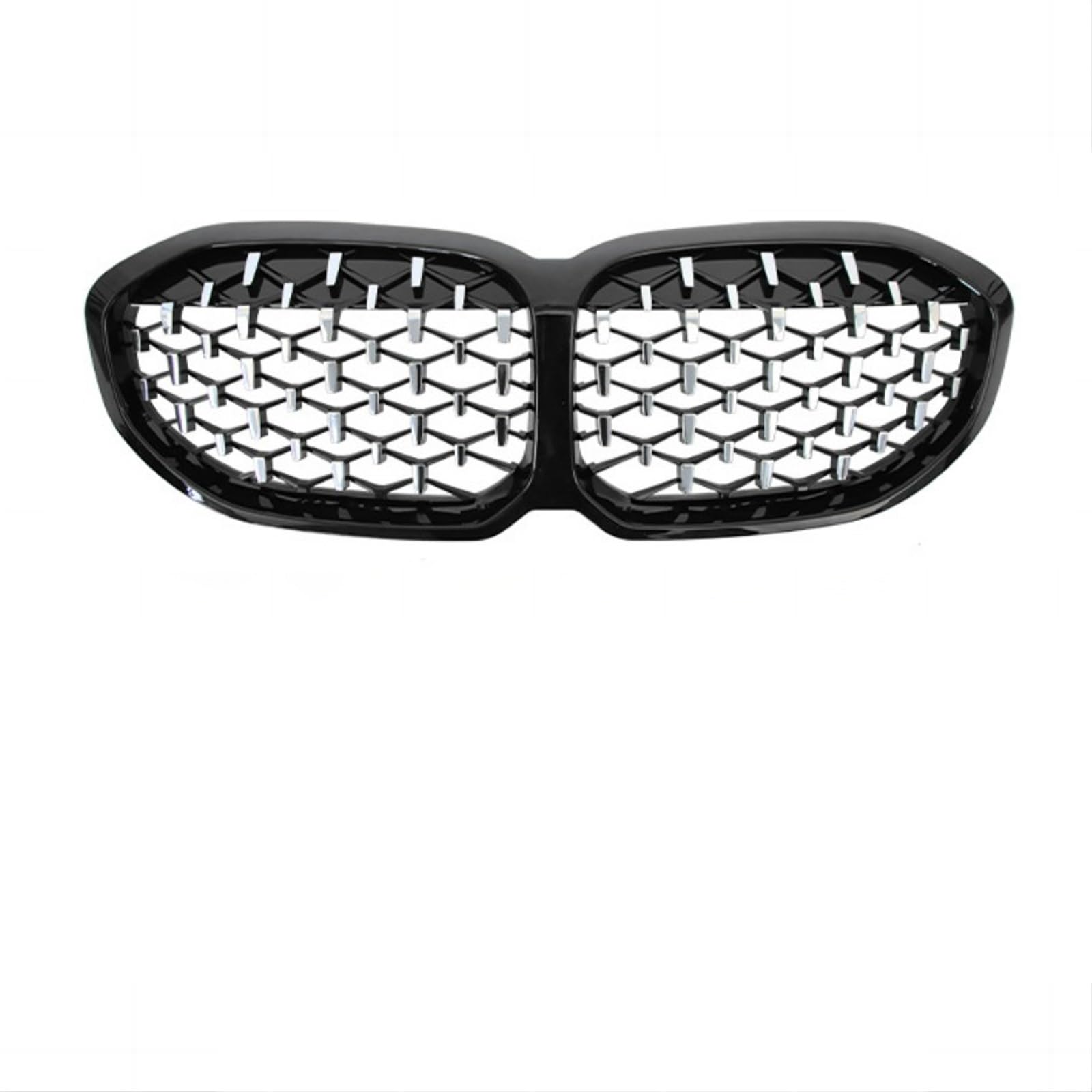 Auto Front Nieren Grills Grille Schwarz Glanz Kompatibel for BMW 1 Serie F40 Tuning 118i 120i 128ti 130i M135i XDrive 2019 2020 2021 2022(Black Silver Diamond) von BMKUUOSJ