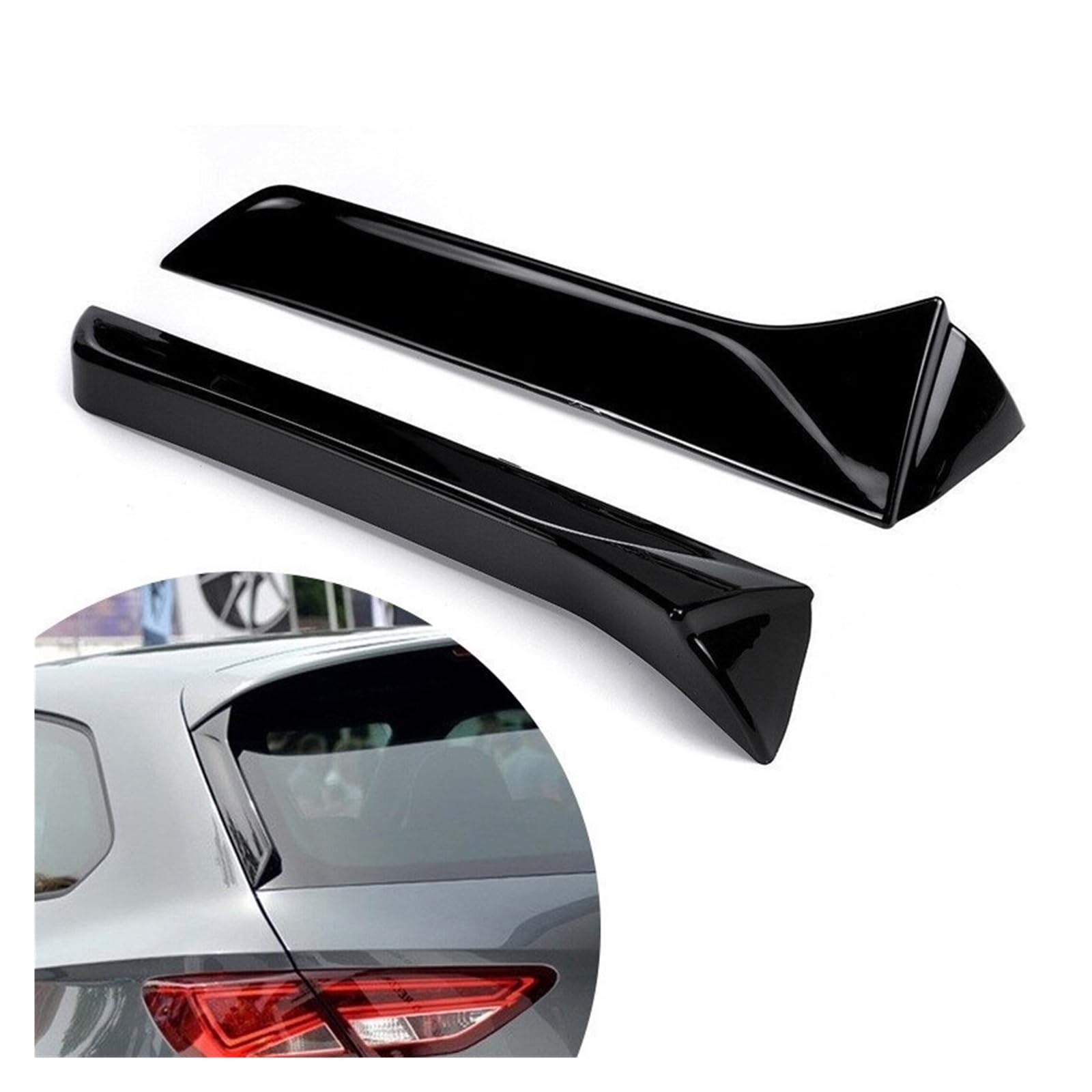 Autofenster-Zierlippe, kompatibel mit Seat Leon 5F FR Mk3 MK3.5 5-Türer, Heckdachflügel, Seitenkante, Heckklappe, vertikaler Heckspoiler(Glossy Black) von BMKUUOSJ