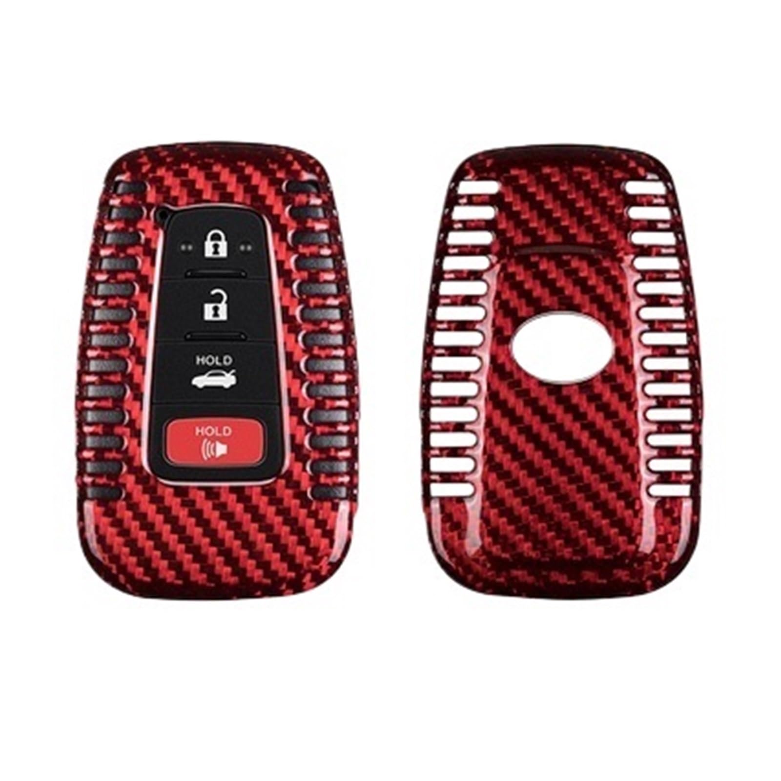 Carbon Fiber Auto Schlüssel Fall Abdeckung Shell Kompatibel for Toyota Prius Camry Corolla C-HR CHR RAV4 Prado Vellfire Alphard Hilux estima(D Red F2) von BMKUUOSJ