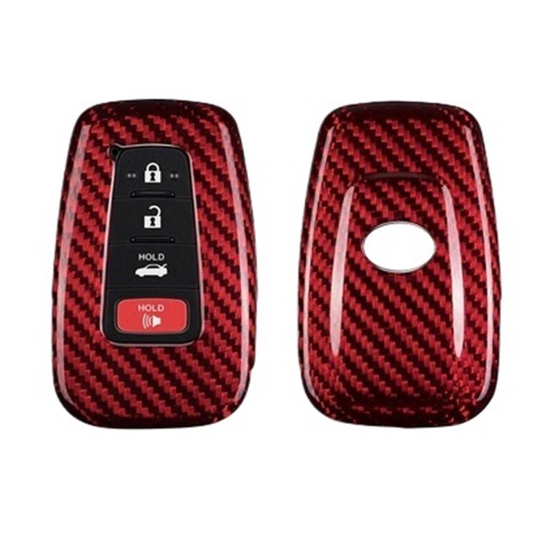 Carbon Fiber Auto Schlüssel Fall Abdeckung Shell Kompatibel for Toyota Prius Camry Corolla C-HR CHR RAV4 Prado Vellfire Alphard Hilux estima(D Red R1) von BMKUUOSJ