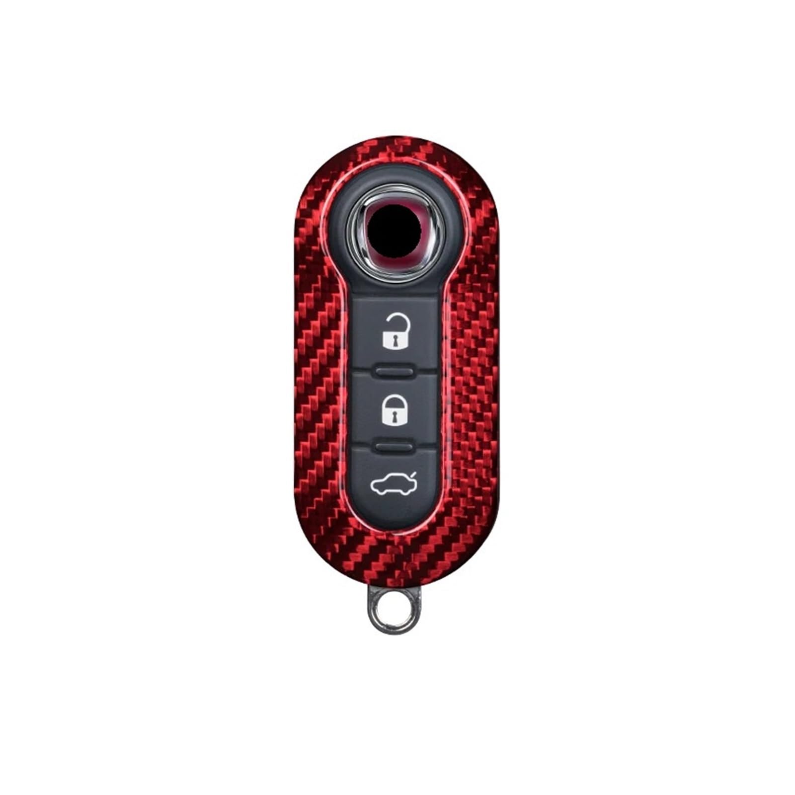 Carbon Fiber Auto Schlüssel Fall Kompatibel for 3 Taste Klapp Kompatibel for Fiat 500 Smart Remote Shell, Auto Auto Fernbedienung Zubehör(Red) von BMKUUOSJ