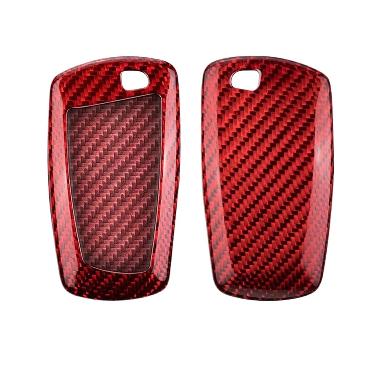 Carbon Fiber Car Remote Smart Key Fob Abdeckung Fall Shell Halter Schutz Haut Kompatibel for BMW 3 5 7 Serie x3 X5 X6 Zubehör(Red Glass Fiber A) von BMKUUOSJ