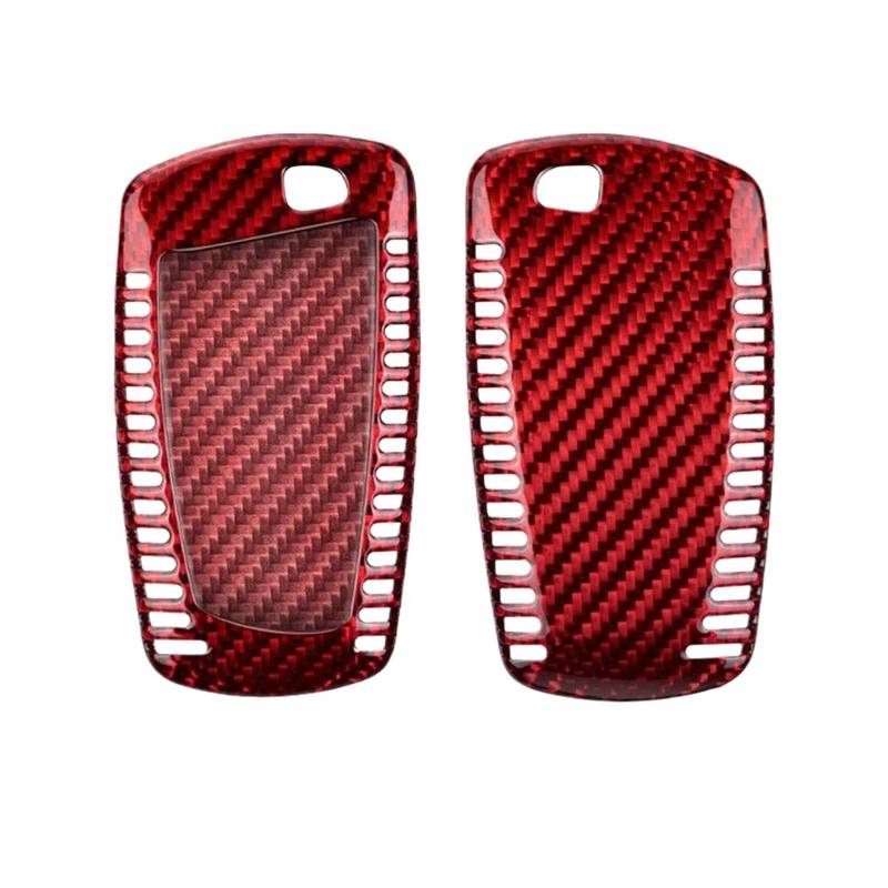 Carbon Fiber Car Remote Smart Key Fob Abdeckung Fall Shell Halter Schutz Haut Kompatibel for BMW 3 5 7 Serie x3 X5 X6 Zubehör(Red Glass Fiber B) von BMKUUOSJ