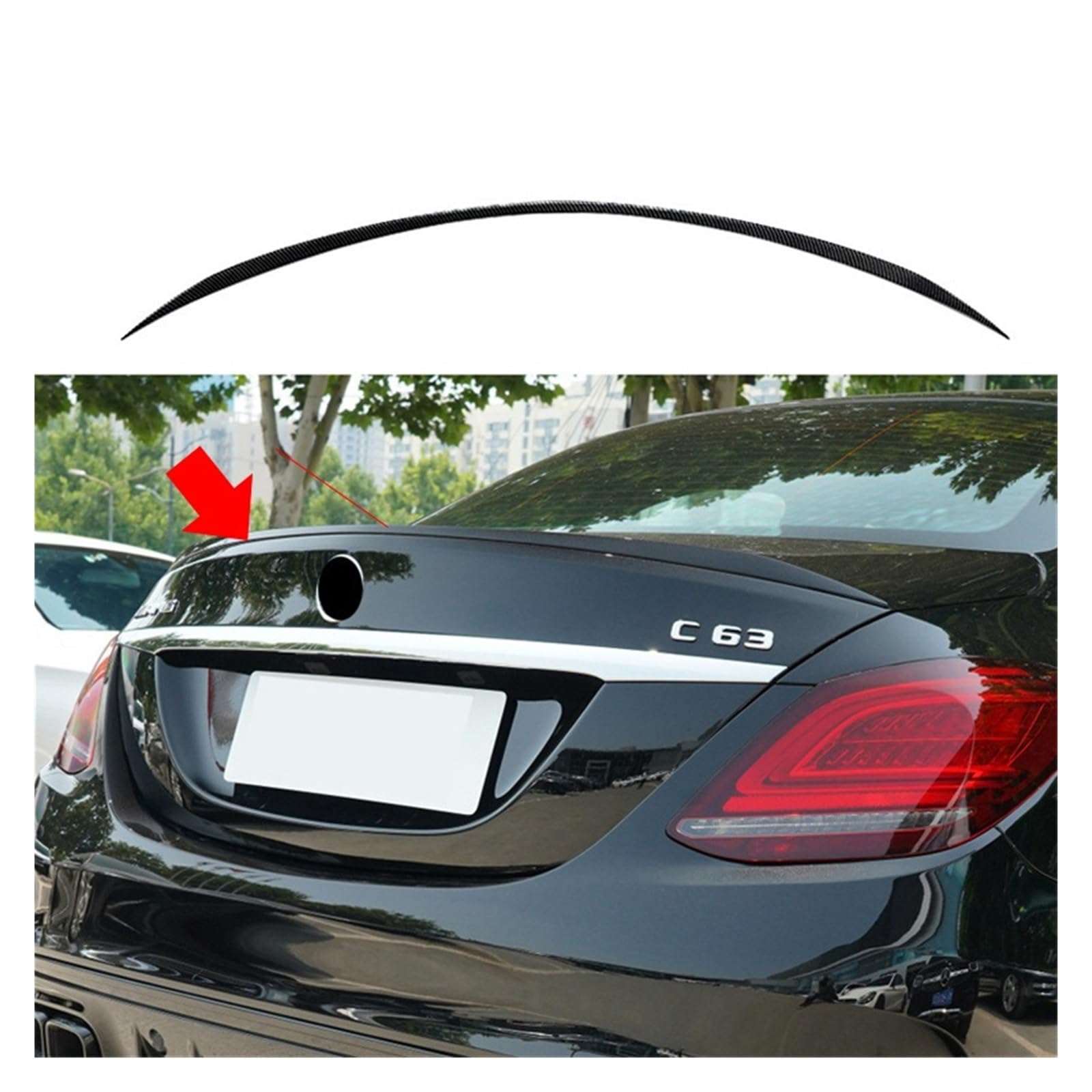 GLANZ Kompatibel for Benz 2015-2021 C Klasse W205 AMG Limousine C180 C200 C260 C43 C63 Hinten Stamm Spoiler Flügel Deckel klappe Spoiler Lip(Carbon Fiber Look) von BMKUUOSJ