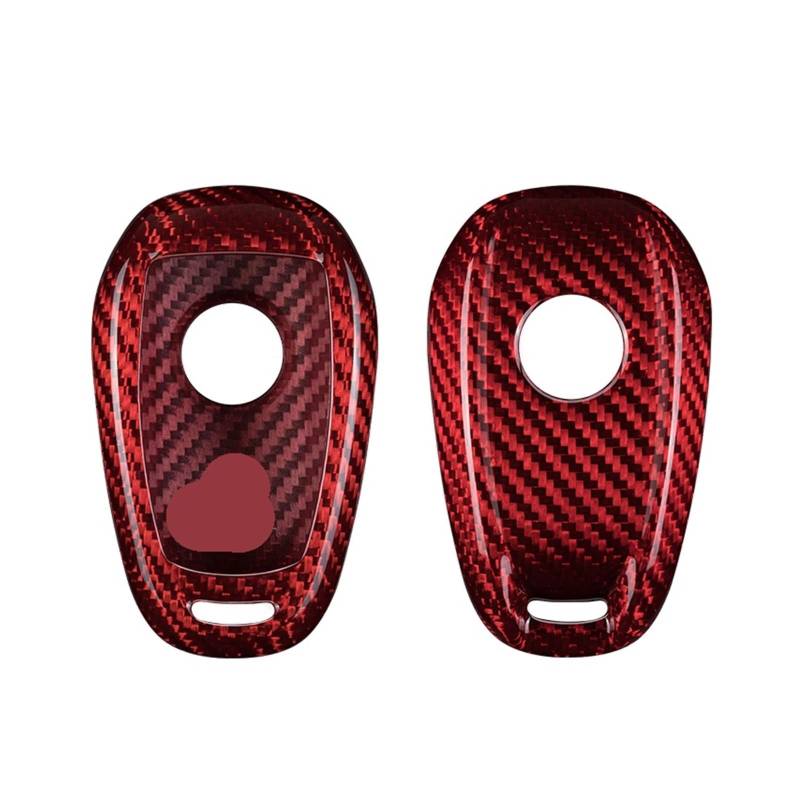 Kohlefaser-Autoschlüsseletui kompatibel for Alfa Romeo Giulia Stelvio 2017 2018, Smart Remote Shell Auto(Red-01) von BMKUUOSJ