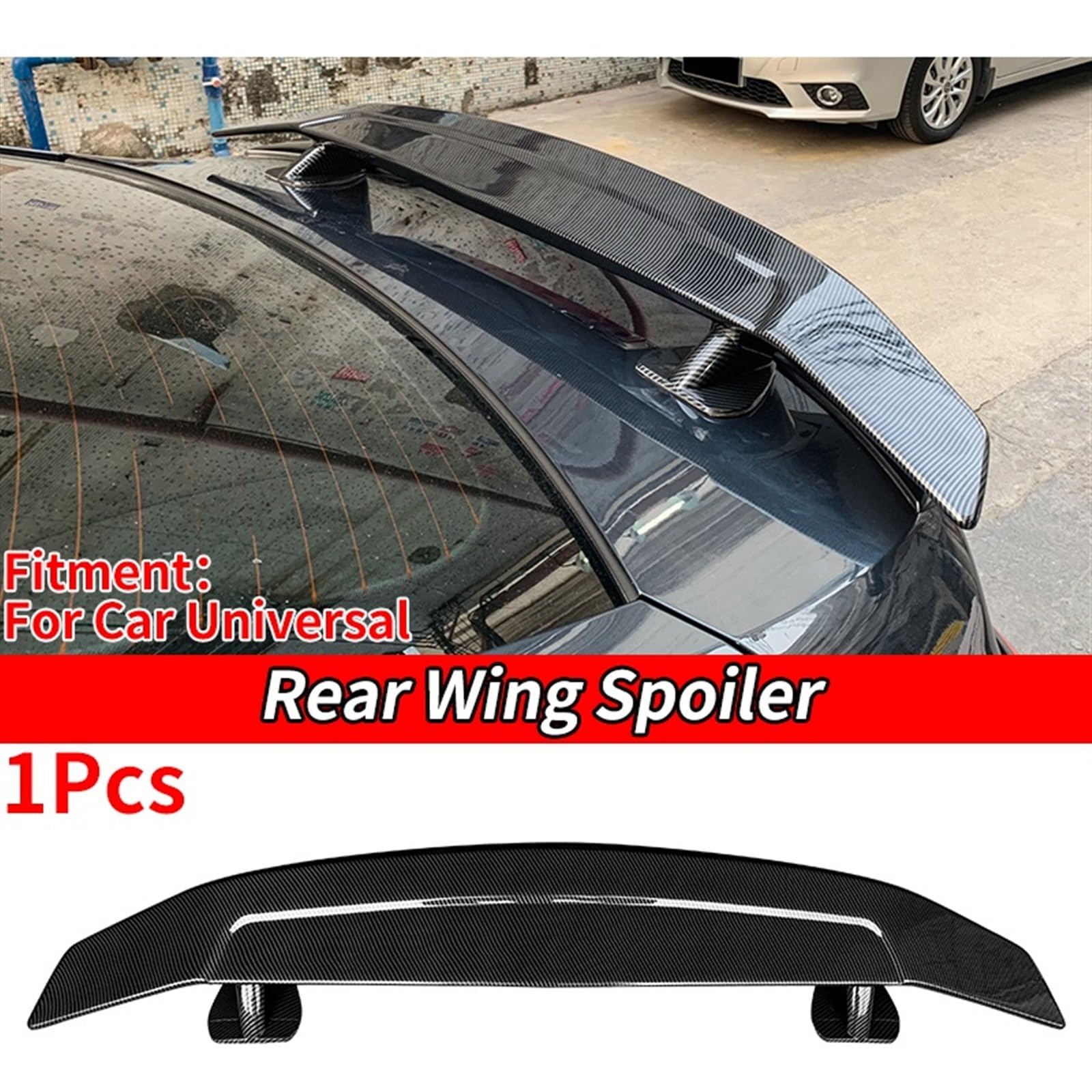 Kompatibel for BMW/Honda/Tesla Cruze/Toyota Auto 3D Carbon Fiber Heckklappe Auto Kofferraum Flügel Tuning Auto Spoiler Universal for Limousine hinten(Unpainted) von BMKUUOSJ