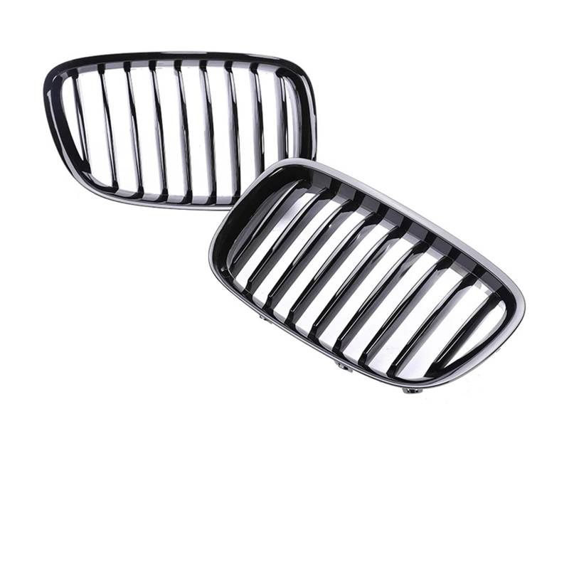 Kompatibel for BMW 5 Series GT F07 2010–2016. Untere vordere Stoßstange, Nieren-Obergrills, M-Sport-Grill aus Kohlefaser, Chrom, glänzend, mattschwarz(Single Gloss Black) von BMKUUOSJ