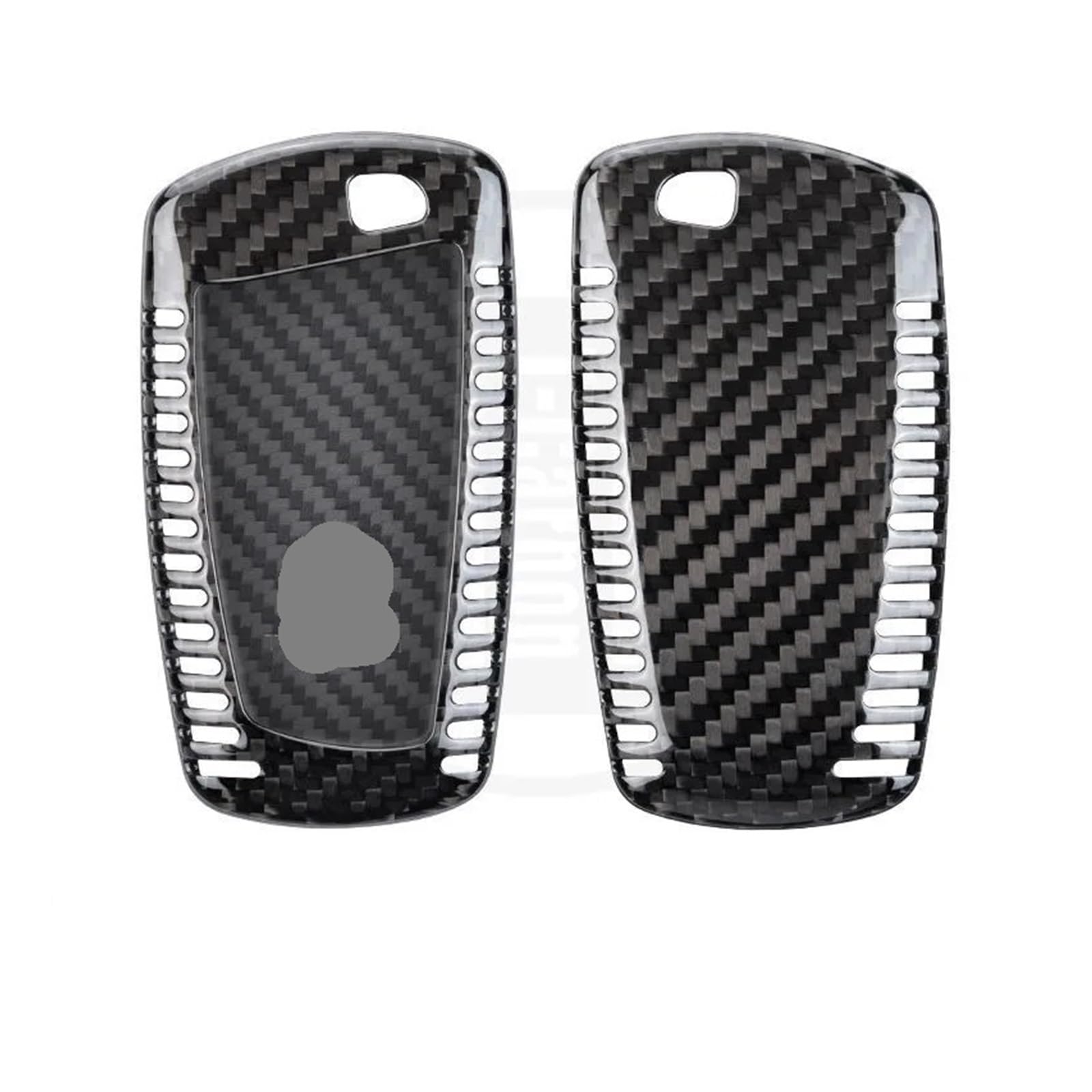 Kompatibel for BMW 5er-Serie 525Li Serie 6 E70 E71 vor 16 Jahren 7er-Serie Knopftyp Echtkarbonfaser-Autoschlüsseletui-Abdeckung Shell-Tasche(Air vent black) von BMKUUOSJ