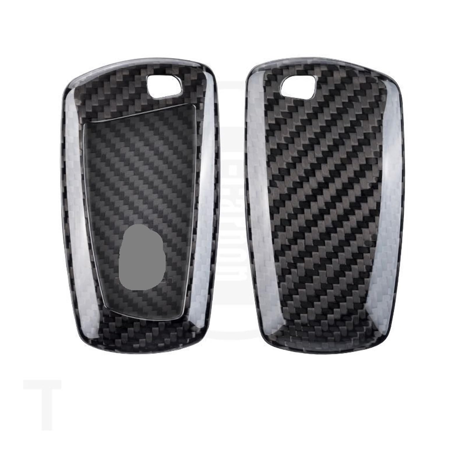 Kompatibel for BMW 5er-Serie 525Li Serie 6 E70 E71 vor 16 Jahren 7er-Serie Knopftyp Echtkarbonfaser-Autoschlüsseletui-Abdeckung Shell-Tasche(Beginner Black) von BMKUUOSJ