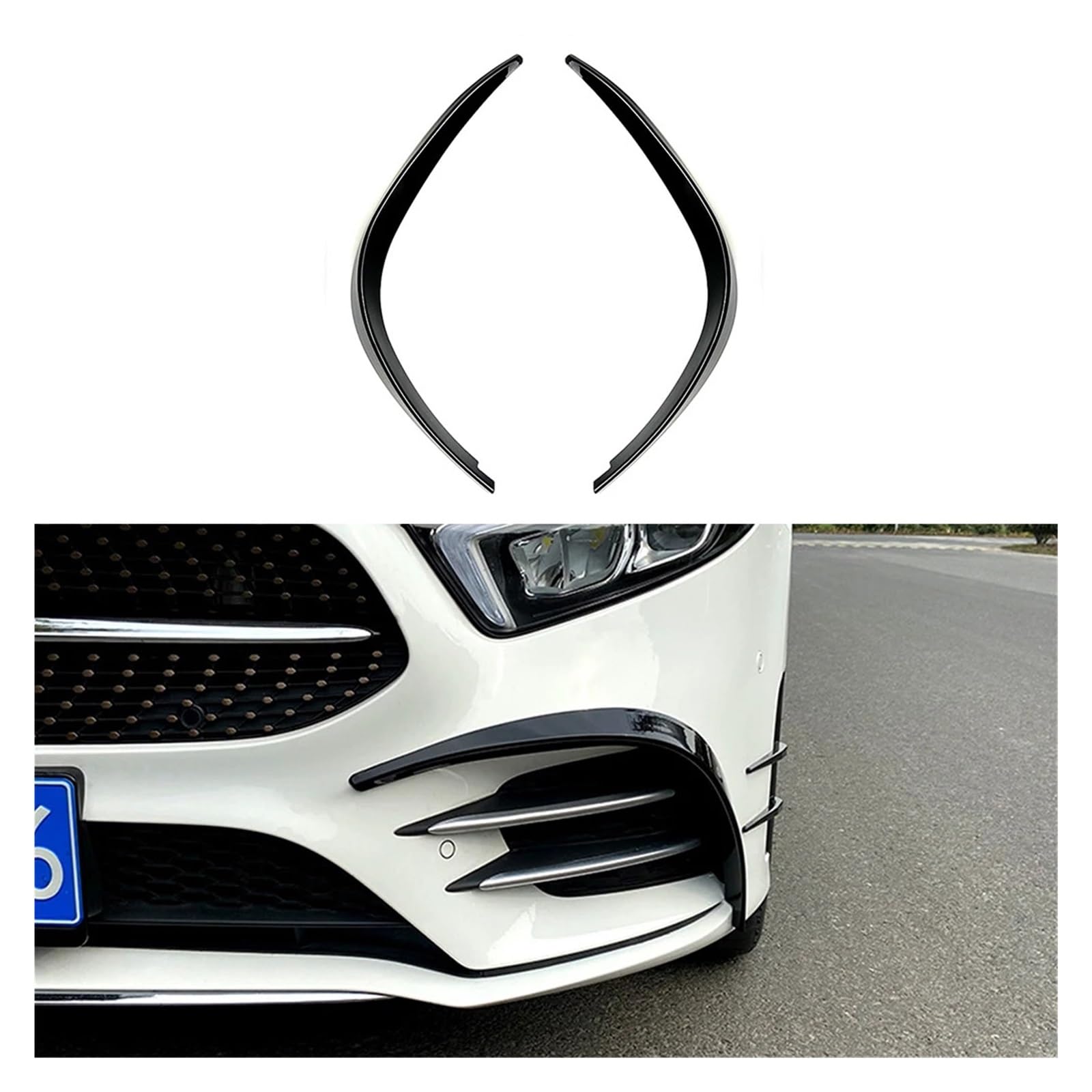 Kompatibel for Mercedes-Benz A-Klasse W177 A200 A220 A250 2019–2021. Frontstoßstangen-Splitter, Nebelscheinwerfer-Grill, Spoiler-Abdeckung, Lüftungsschlitz, Windmesser von BMKUUOSJ