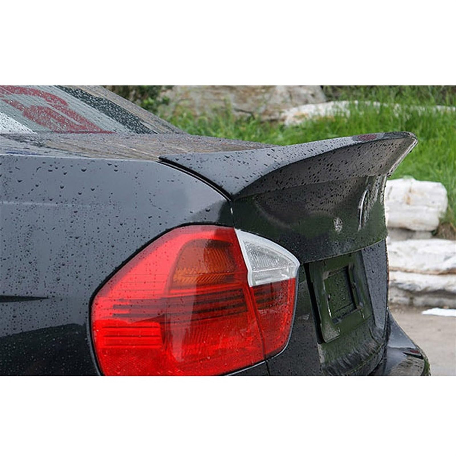 Kompatibel mit E90, Heckspoiler aus Kohlefaser, kompatibel mit BMW E90 3er-Reihe 320i 320d, spezieller Heckspoiler mit modifiziertem Ducktail-Lippenflügel, 2005–2011(Black-1) von BMKUUOSJ