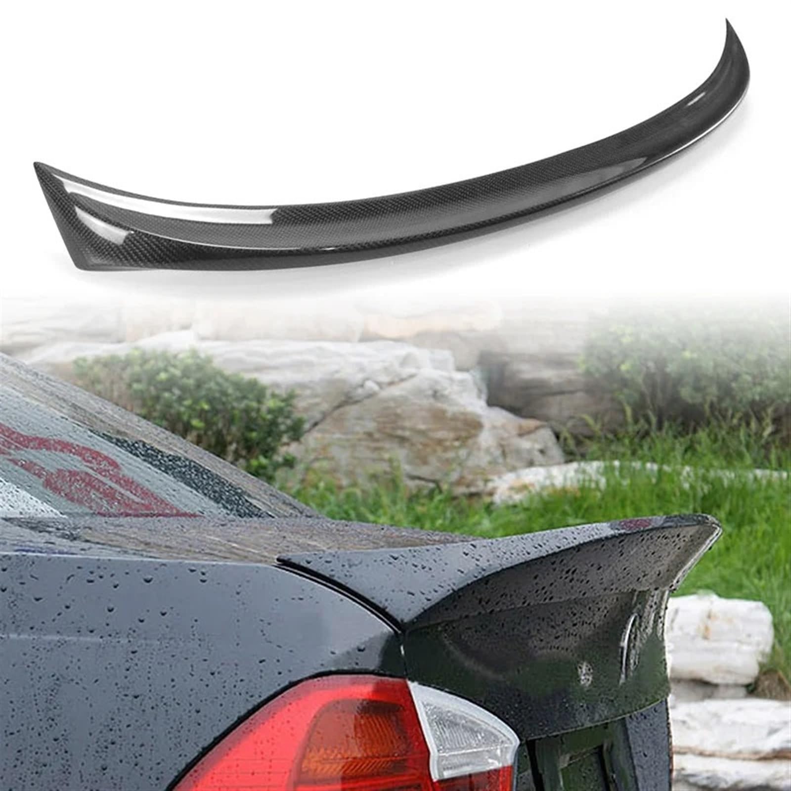 Kompatibel mit E90, Heckspoiler aus Kohlefaser, kompatibel mit BMW E90 3er-Reihe 320i 320d, spezieller Heckspoiler mit modifiziertem Ducktail-Lippenflügel, 2005–2011(Carbon fiber style) von BMKUUOSJ