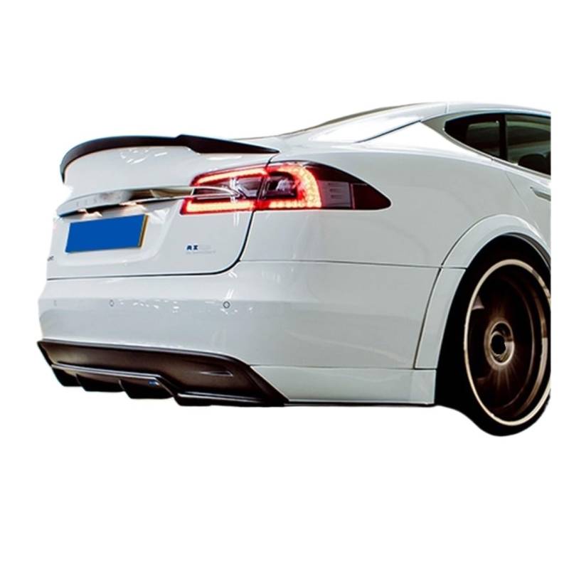 Kompatibel mit Tesla Model S 2015-2017 Heckspoiler, Kofferraumspoiler, Kohlefaser, 3M-Paste(Unpainted Spoiler) von BMKUUOSJ