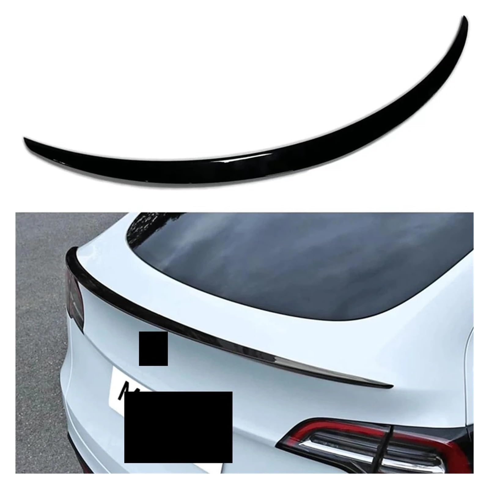 Kompatibel mit Tesla Model Y Model 3 2017-2023 Heckspoilerflügel ABS Heckspoilerlippe Heckflügel Heckkofferraum Auto Sport Styling Kits(MODEL 3 BK) von BMKUUOSJ