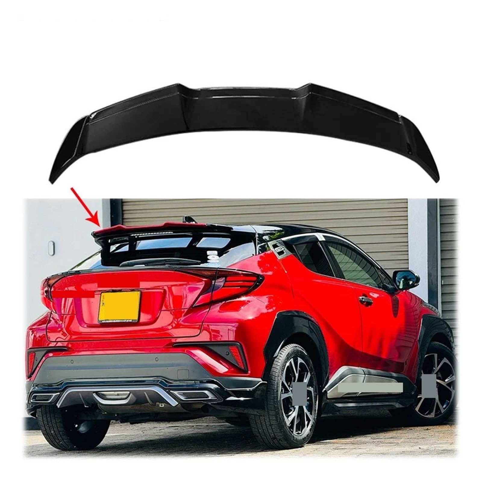 Modifizierter Dachspoiler, Heckflügel, Ersatzteil, Splitter, Deflektor, Kofferraumlippe, Body Kit, Zubehör, kompatibel mit TOYOTA CHR C-HR 2016–2022(Carbon Look) von BMKUUOSJ