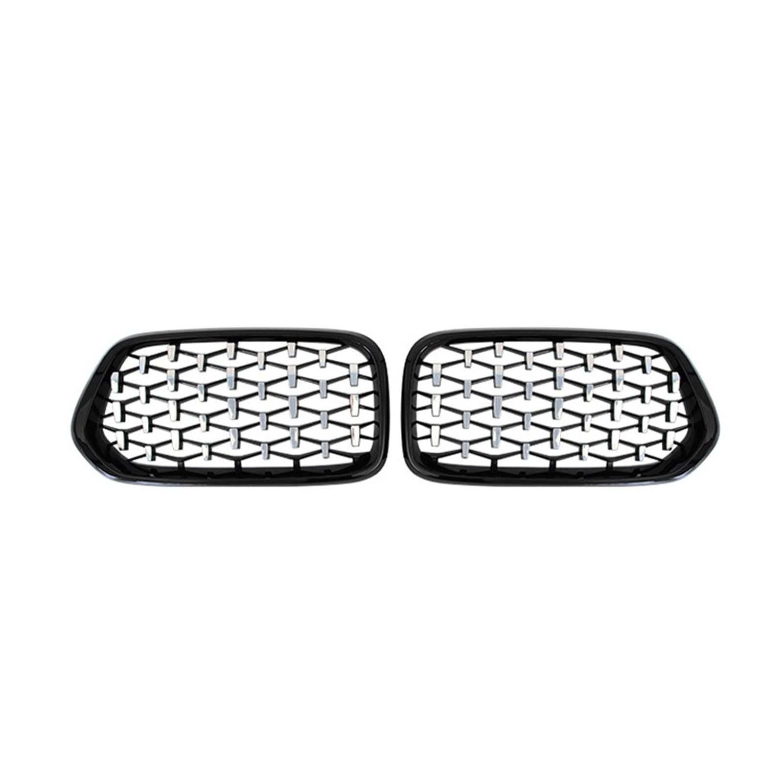 Pulleco Diamond Auto-Frontstoßstange, Nierengitter, Racing-Grill, kompatibel mit BMW X2 F39, glänzend schwarze Gitter, Grills, Verkleidungszubehör 2018–2022(Black Silver) von BMKUUOSJ