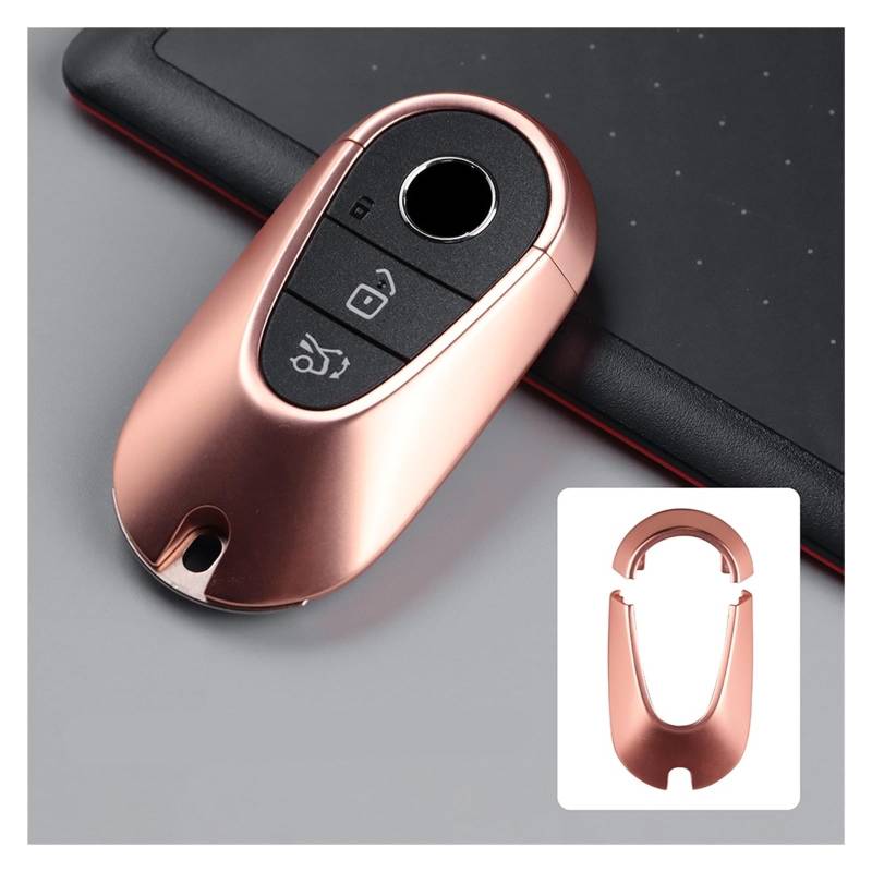 Roségoldene Auto-Fernschlüsselhülle, passend for Benz CS-Klasse W206 W223 S350 C260 C300 S400 S450 S500 2022 2023 2024 2025(Rose Gold) von BMKUUOSJ