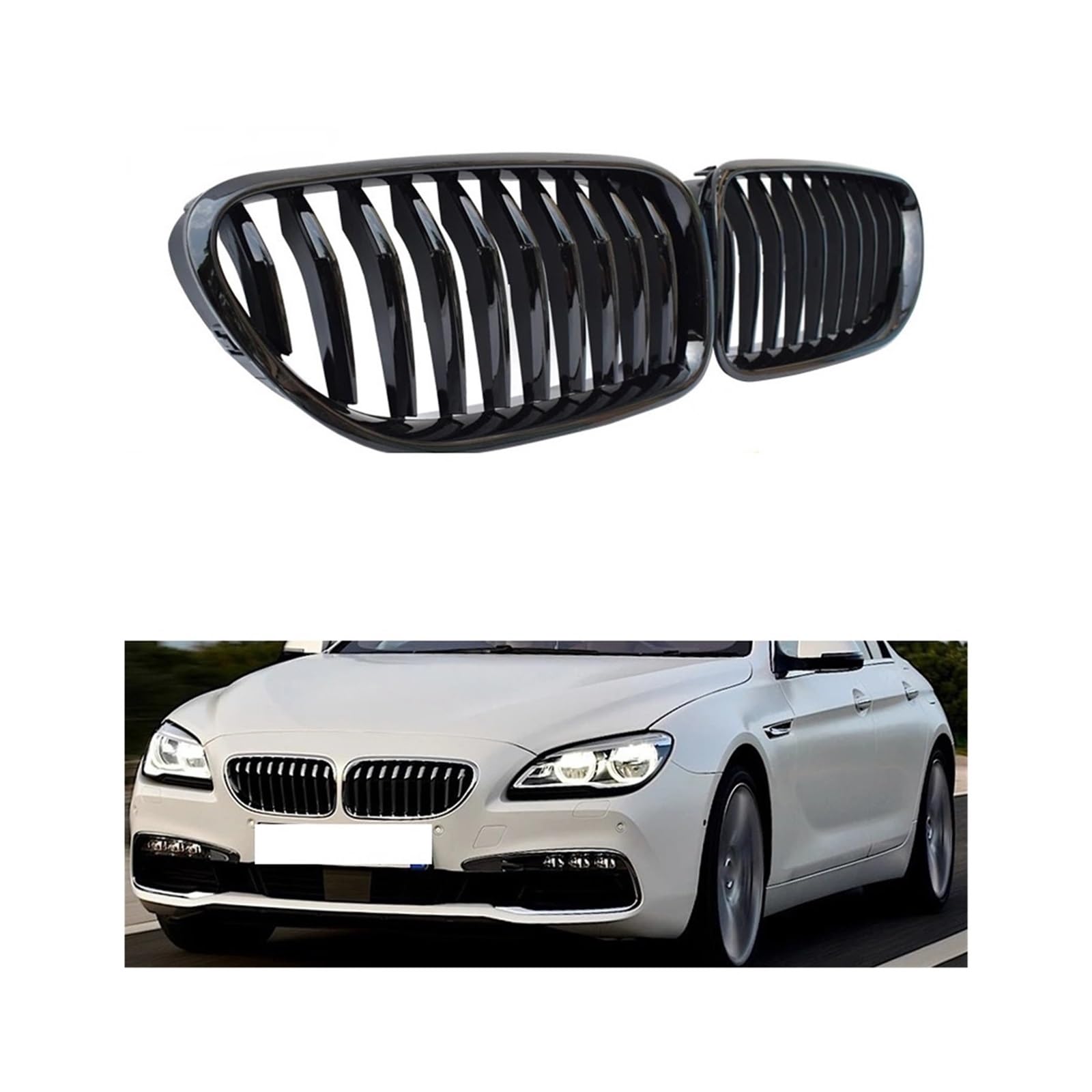 Schwarzer Nierengrill, kompatibel mit BMW 6er F06 Gran Coupé F12 Cabrio F13 Coupé M6s 2011–2017, einfache Installation, tolle Passform von BMKUUOSJ