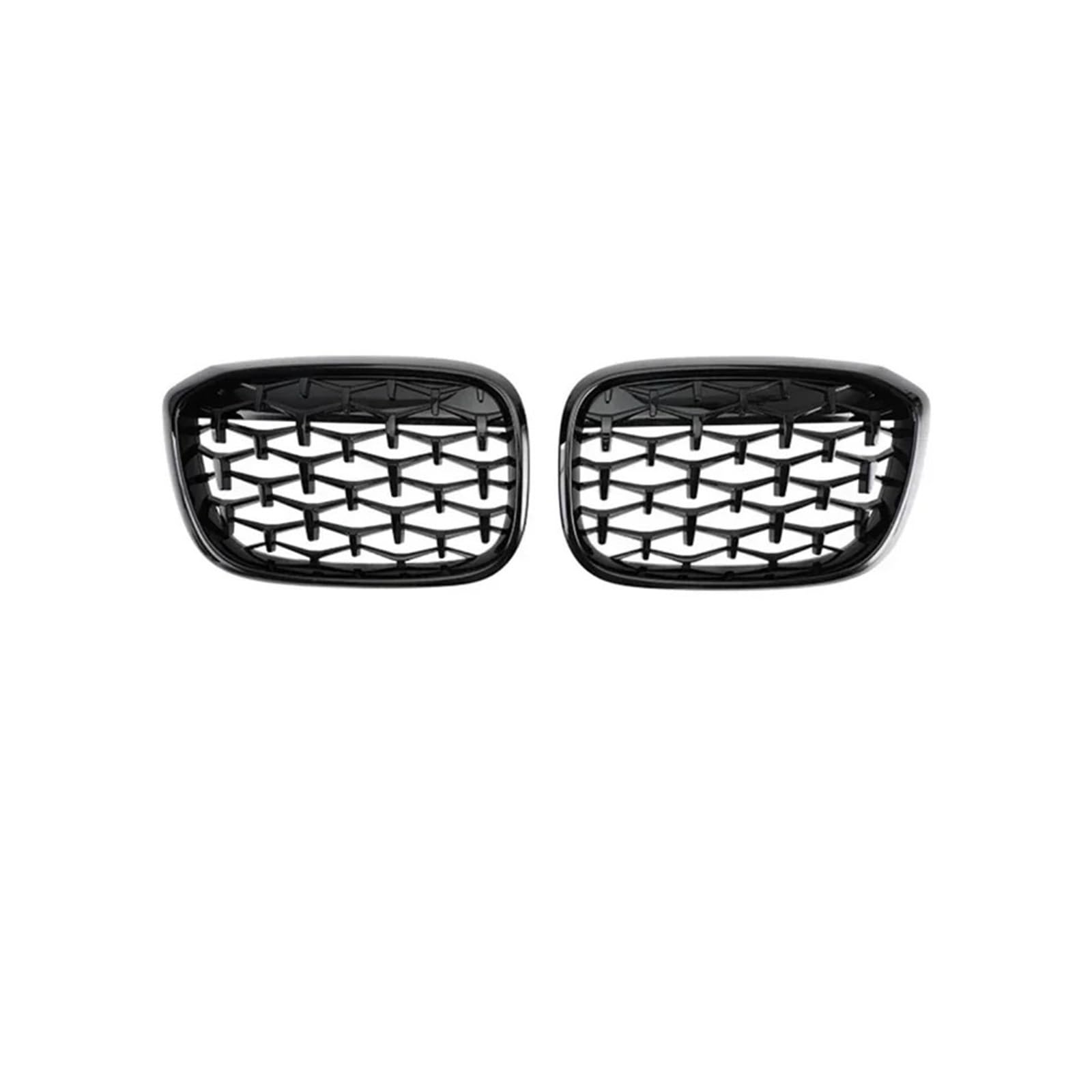 Silberner und schwarzer Diamant-Stil, Auto-Frontstoßstangengrill, Renngitter, Nierengitter, 2 Stück, kompatibel for BMW X3 X4 G01 G02 G08 2017–2021(Gloss Black) von BMKUUOSJ