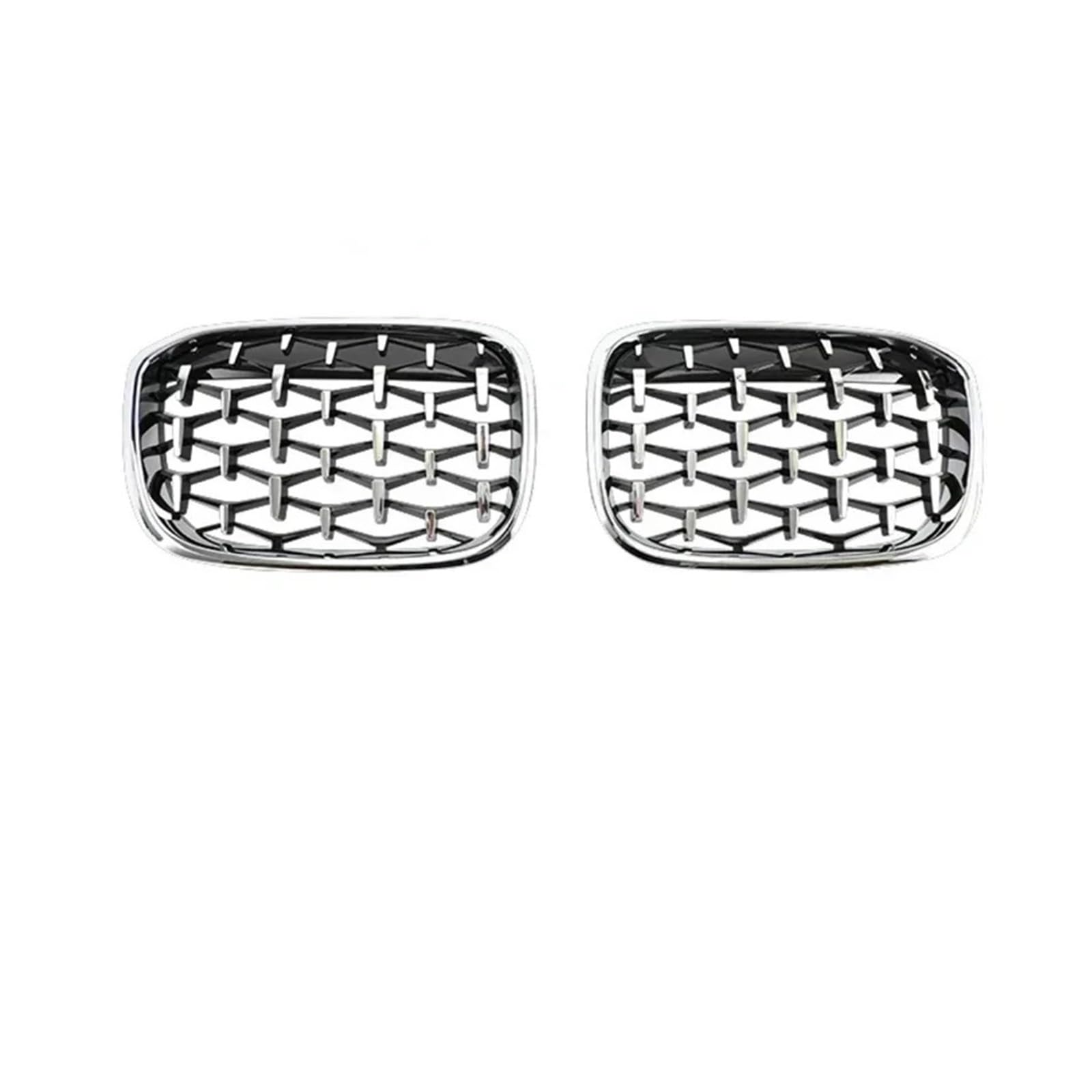 Silberner und schwarzer Diamant-Stil, Auto-Frontstoßstangengrill, Renngitter, Nierengitter, 2 Stück, kompatibel for BMW X3 X4 G01 G02 G08 2017–2021(Silver) von BMKUUOSJ