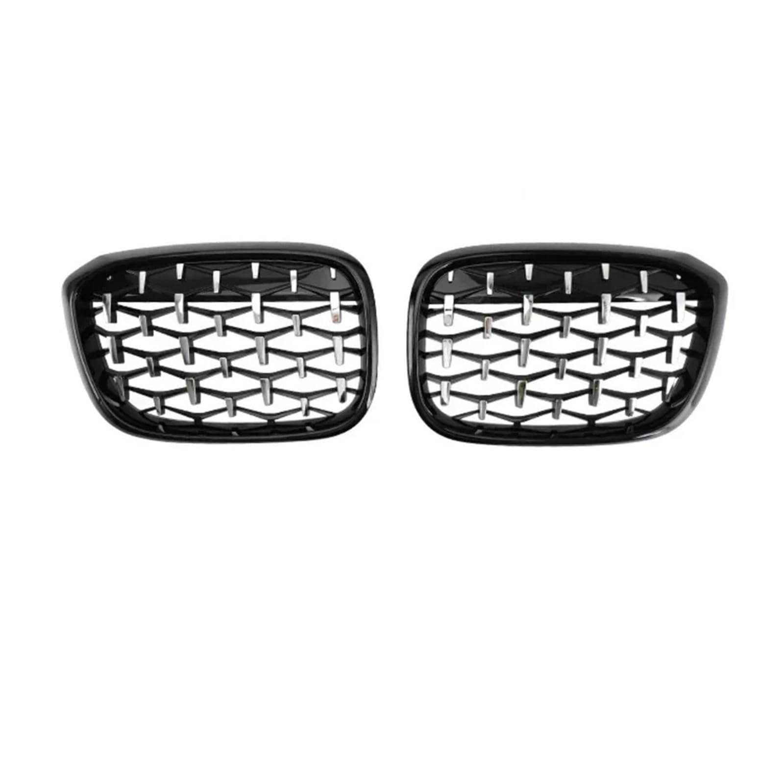 Silberner und schwarzer Diamant-Stil, Auto-Frontstoßstangengrill, Renngitter, Nierengitter, 2 Stück, kompatibel for BMW X3 X4 G01 G02 G08 2017–2021(Silver and Black) von BMKUUOSJ