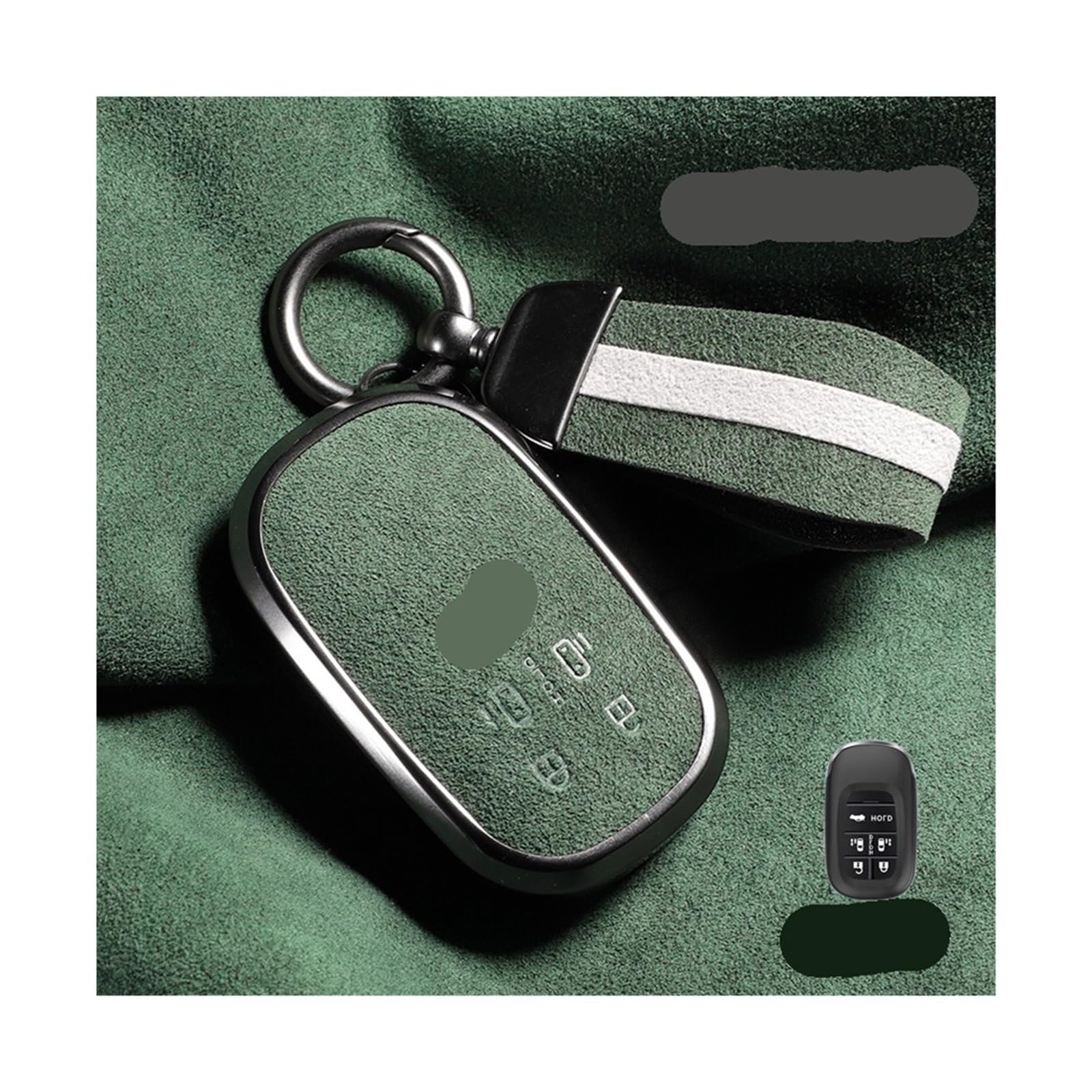 Wildleder-Autoschlüsselabdeckung, Hülle, Halter, kompatibel mit Honda STEPWGN RP6/RP7/RP8 Odyssey Freed Elysion 2023 2024, Fernbedienung, Schlüsselanhänger-Zubehör(Greens 5-key pendant) von BMKUUOSJ