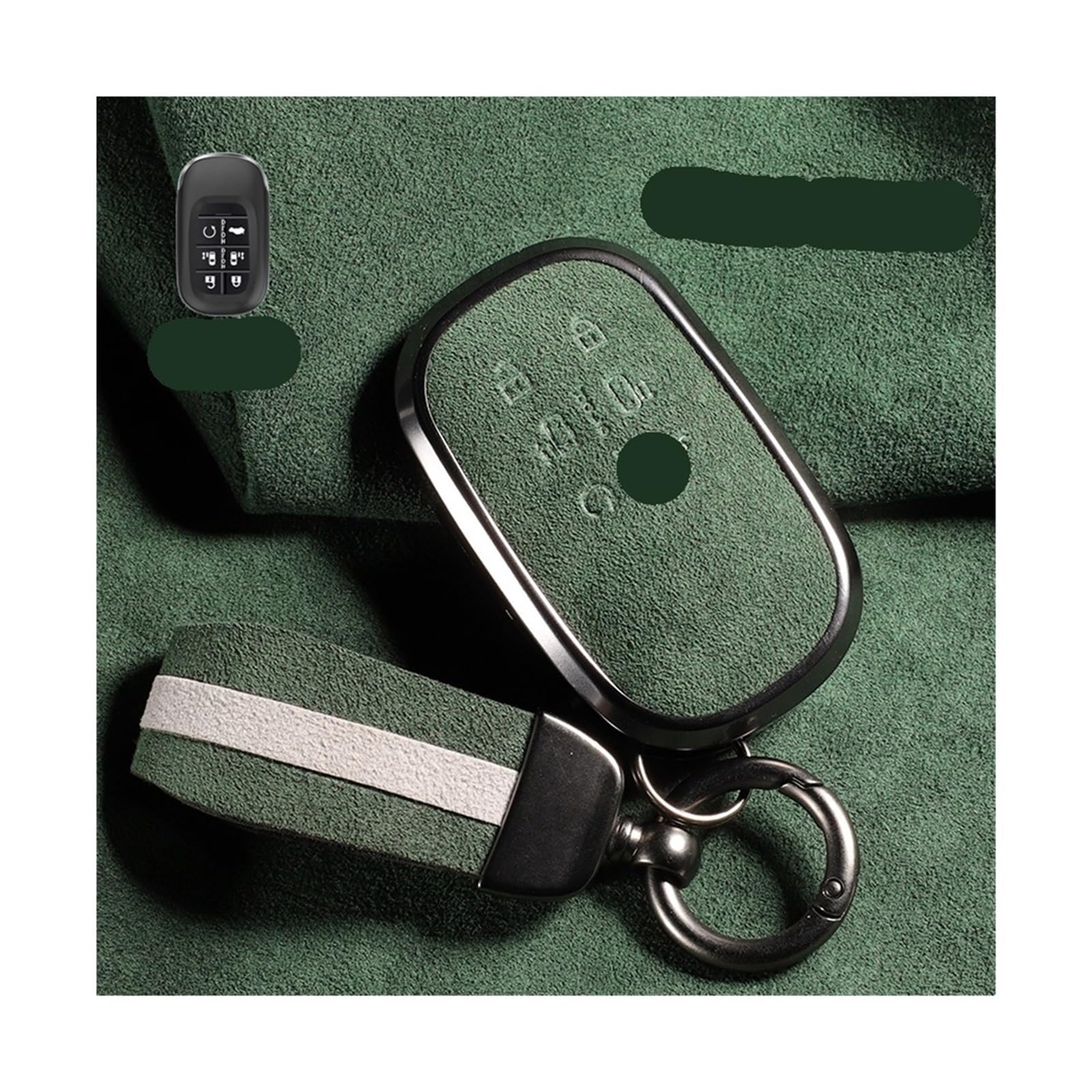 Wildleder-Autoschlüsselabdeckung, Hülle, Halter, kompatibel mit Honda STEPWGN RP6/RP7/RP8 Odyssey Freed Elysion 2023 2024, Fernbedienung, Schlüsselanhänger-Zubehör(Greens 6-key pendant) von BMKUUOSJ