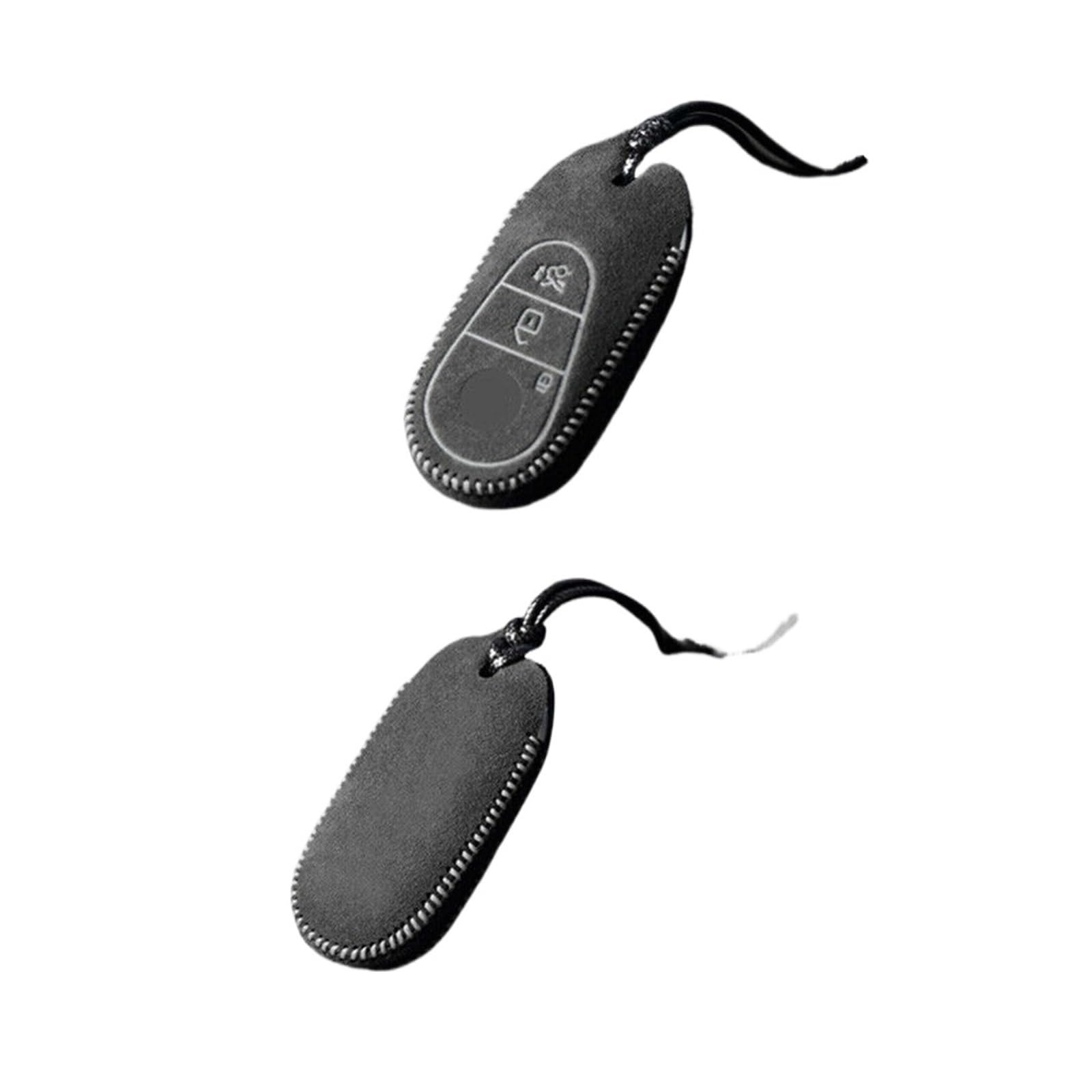 Wildleder Leder Auto Fernbedienung Smart Keyless Key Fob Fall Abdeckung Shell Halter mit Schlüsselbund Kompatibel for Benz S Klasse 2021 zubehör(Style2) von BMKUUOSJ