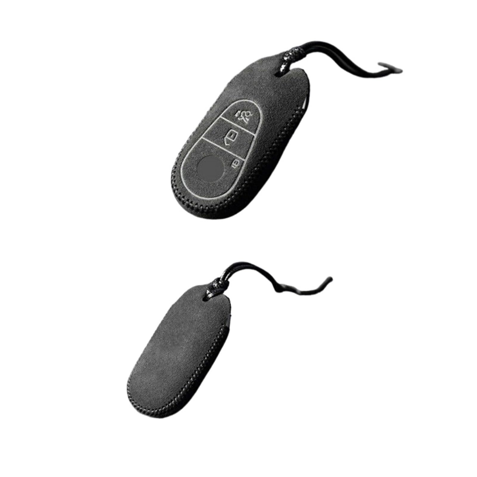 Wildleder Leder Auto Fernbedienung Smart Keyless Key Fob Fall Abdeckung Shell Halter mit Schlüsselbund Kompatibel for Benz S Klasse 2021 zubehör(Style3) von BMKUUOSJ