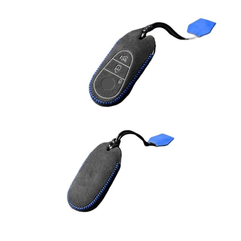 Wildleder Leder Auto Fernbedienung Smart Keyless Key Fob Fall Abdeckung Shell Halter mit Schlüsselbund Kompatibel for Benz S Klasse 2021 zubehör(Style4) von BMKUUOSJ