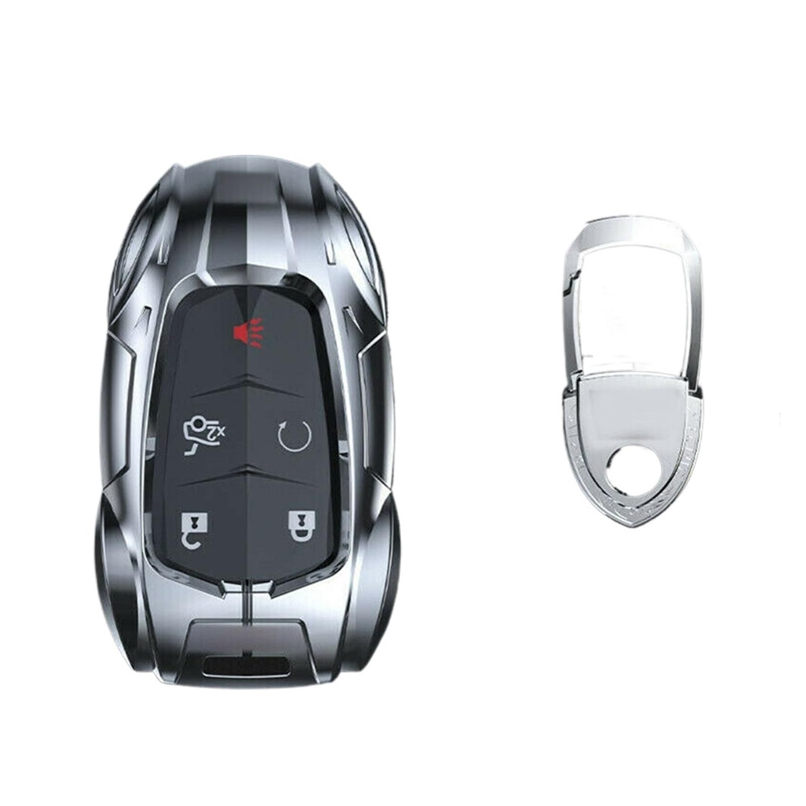 Zink-Legierung Rüstung Stil Auto Fernbedienung Schlüsselanhänger Abdeckung Fall Haut Halter Shell Schlüsselanhänger kompatibel for Cadillac ATS CT6 XT5 Escalade Zubehör(Silver A-1) von BMKUUOSJ