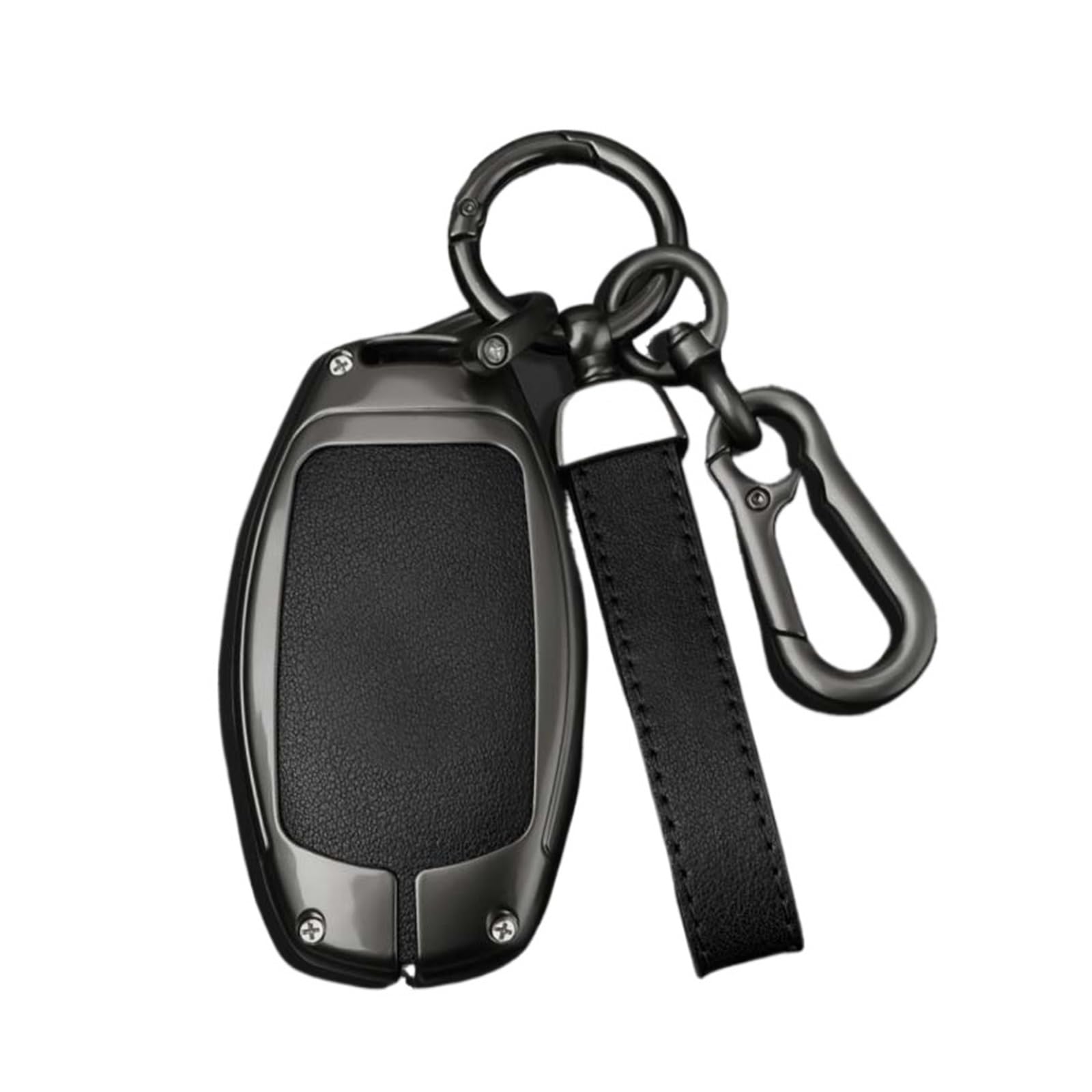 Zinklegierung Leder Auto Smart Key Cover Case Tasche Schutz Schlüsselanhänger kompatibel for Bentley 18 Bentayga Continental GT Auto Zubehör(A-black) von BMKUUOSJ