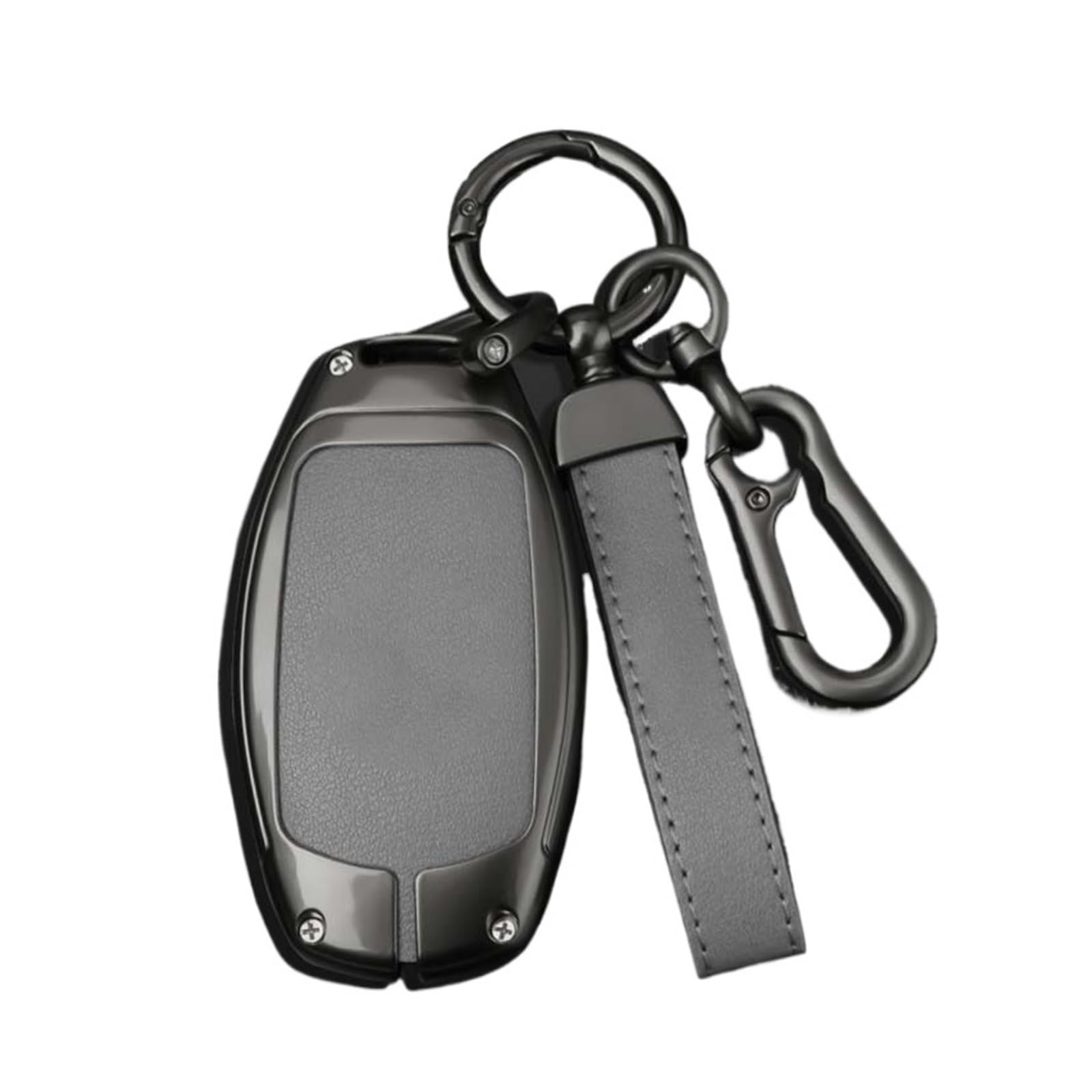 Zinklegierung Leder Auto Smart Key Cover Case Tasche Schutz Schlüsselanhänger kompatibel for Bentley 18 Bentayga Continental GT Auto Zubehör(A- grey) von BMKUUOSJ