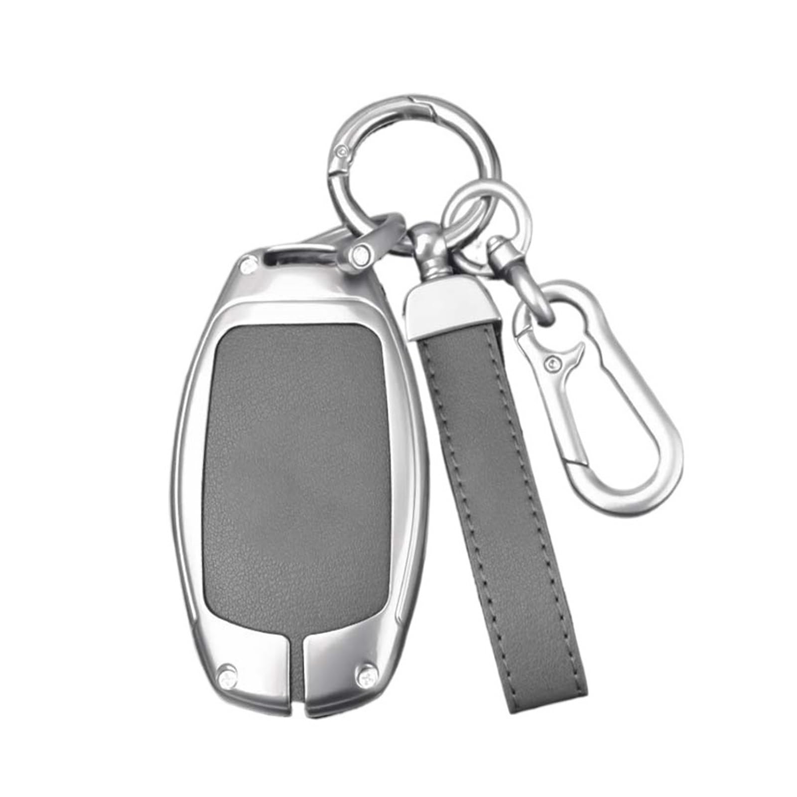 Zinklegierung Leder Auto Smart Key Cover Case Tasche Schutz Schlüsselanhänger kompatibel for Bentley 18 Bentayga Continental GT Auto Zubehör(A-silver grey) von BMKUUOSJ