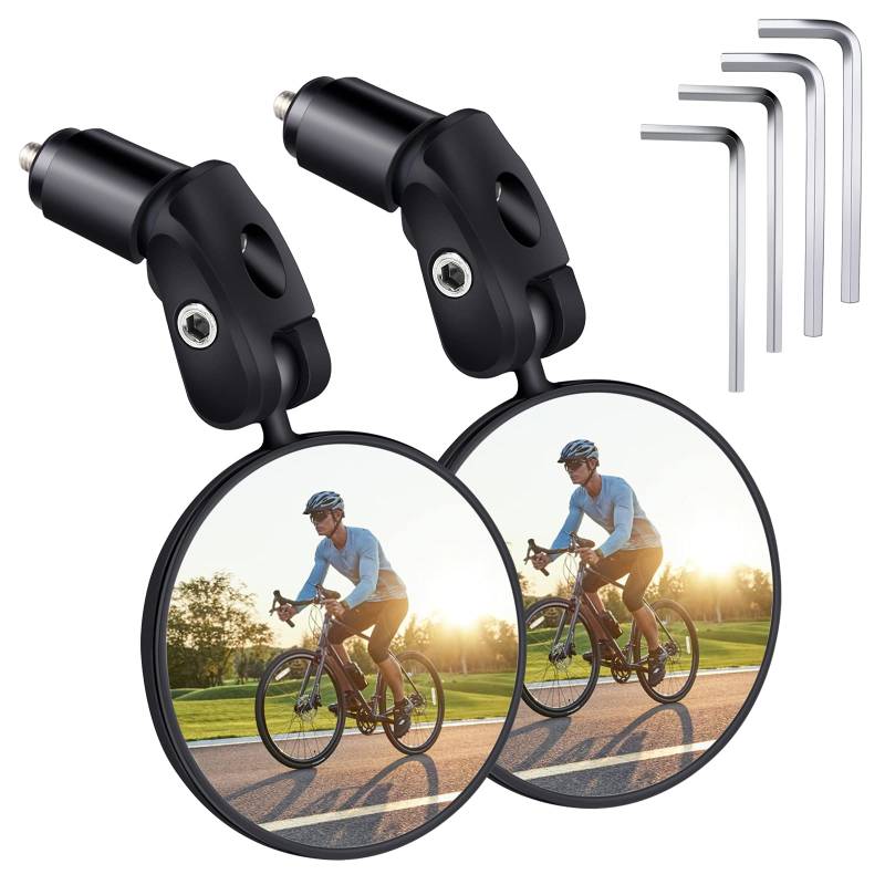 Fahrradspiegel 2 Stück, HD 360° Drehbar & Klappbar Fahrrad Rückspiegel,Universal für Lenker 17.4-22 mm,Weitwinkel Fahrradrückspielgel für Fahrrad,Mountainbike,Rennräder von BMSZW