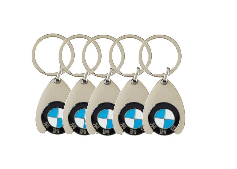 BMW 5 Stück Schlüsselanhänger Einkaufswagenchip Ideale Geschenkidee Keyring Metall von BMW