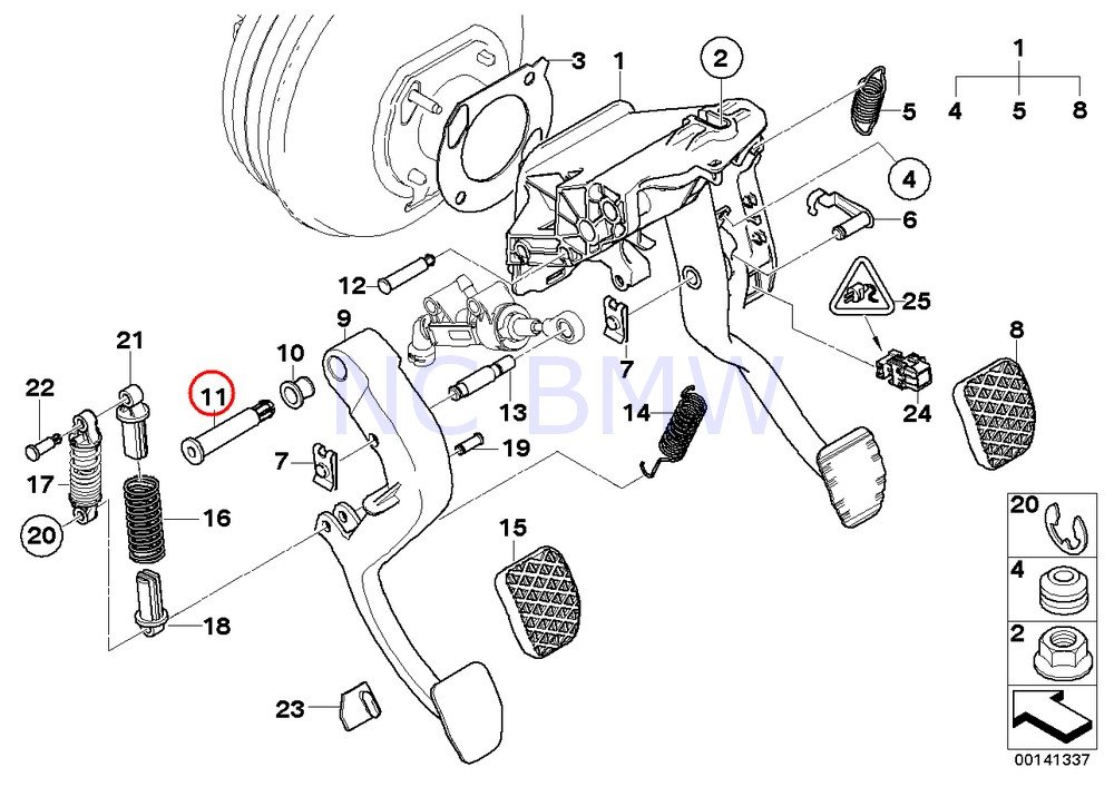 BMW Original E60 E60N E61 E61N E63 Kupplungspedalstift 14 x 78 mm OEM 35306759942 von BMW