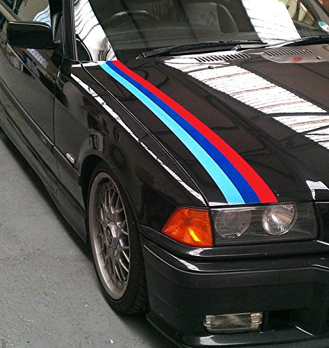 BMW M Stripe Tapered Antennen-Aufkleber, wasserdicht, mehrfarbig, E30 E36 E46 E60 330 325 von BMW