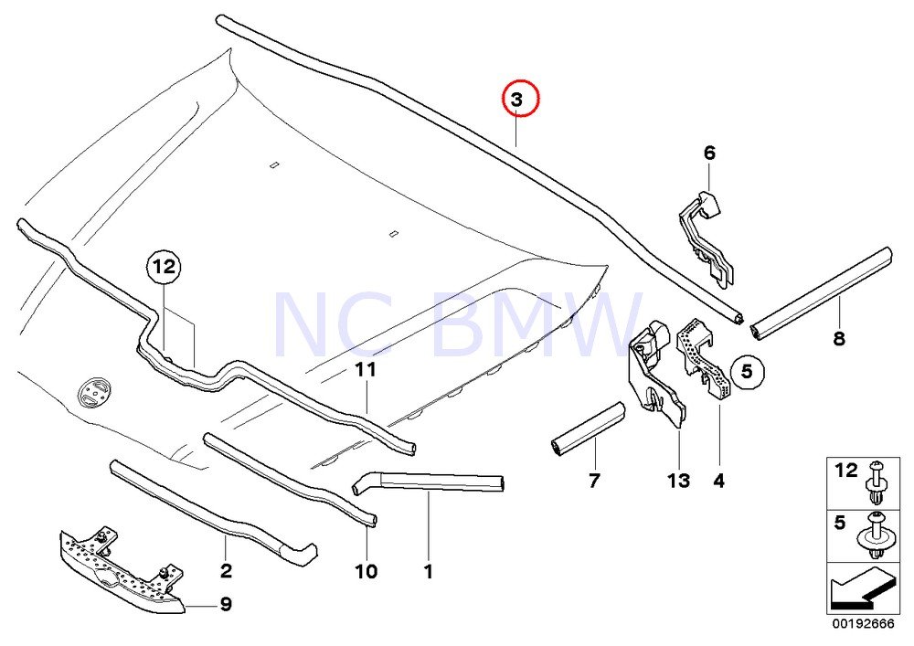 Original BMW E90 E90LCI E92 E92LCI E93 E93LCI Motorhaubendichtung 8045623 OEM von BMW