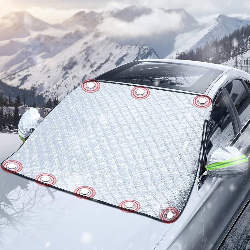 BNGXR Frontscheibenabdeckung Auto 186*120cm, Scheibenabdeckung Magnet Faltbare, Ultra-Dick Frontscheibenabdeckung Auto, Auto Windschutzscheibe Abdeckung Gegen UV-Strahlung, Sonne, EIS, Frost, Schnee von BNGXR