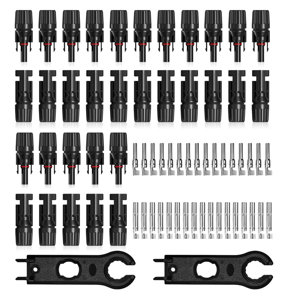 BNGXR Solarstecker, 16 Paar PV Solar Stecker, Männlich/Weiblich Solarpanel Kabelstecker, IP67 Wasserdicht Solar Verbinder Photovoltaik Steckverbinder für 2.5/4/6 mm², Mit 2pcs Schraubenschlüssel von BNGXR