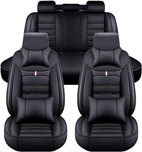 BNJFW Auto Sitzbezug Sets für Tesla Model 3 2019 2020 2021 2022, Wetterfest, Wasserdicht, rutschfest, Atmungsaktiv Sitzschoner Innere ZubehöR,A/Black-Luxurious von BNJFW