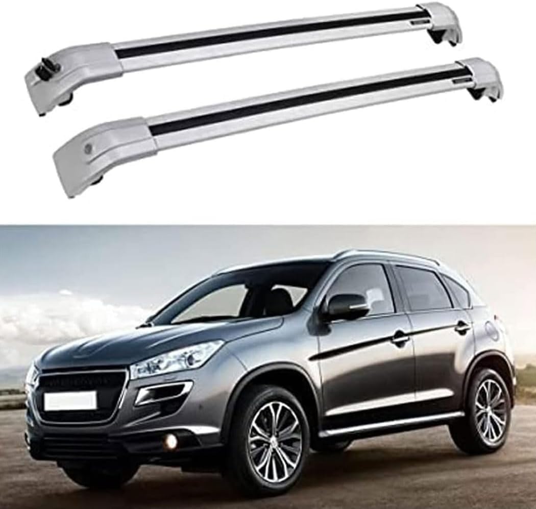 2 Stück Aluminium-Dachgepäckträger für Peugeot 4008 2012-2019, Aluminium-Rostschutz-Querträger für Dachgepäckträger von BNMJY