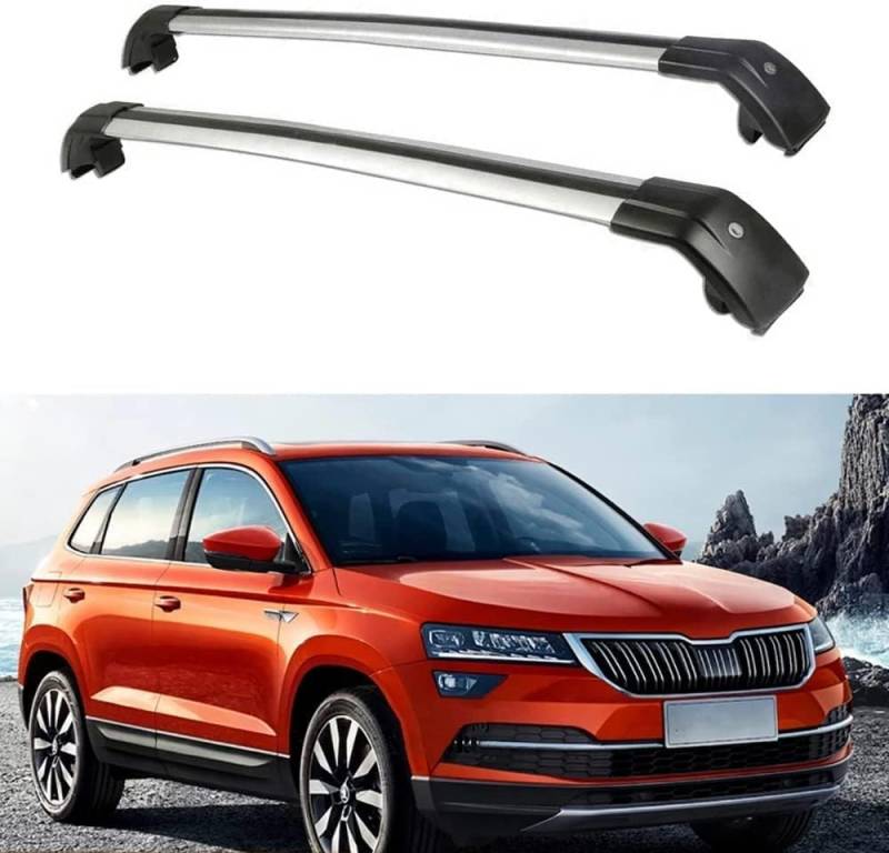 2 Stück Autodachträger für Skoda Karoq SUV 2017–2022, Dachzubehör, Gepäckträger, Querträger, Frachttransportgestell, Schienenträger, Querträger von BNMJY