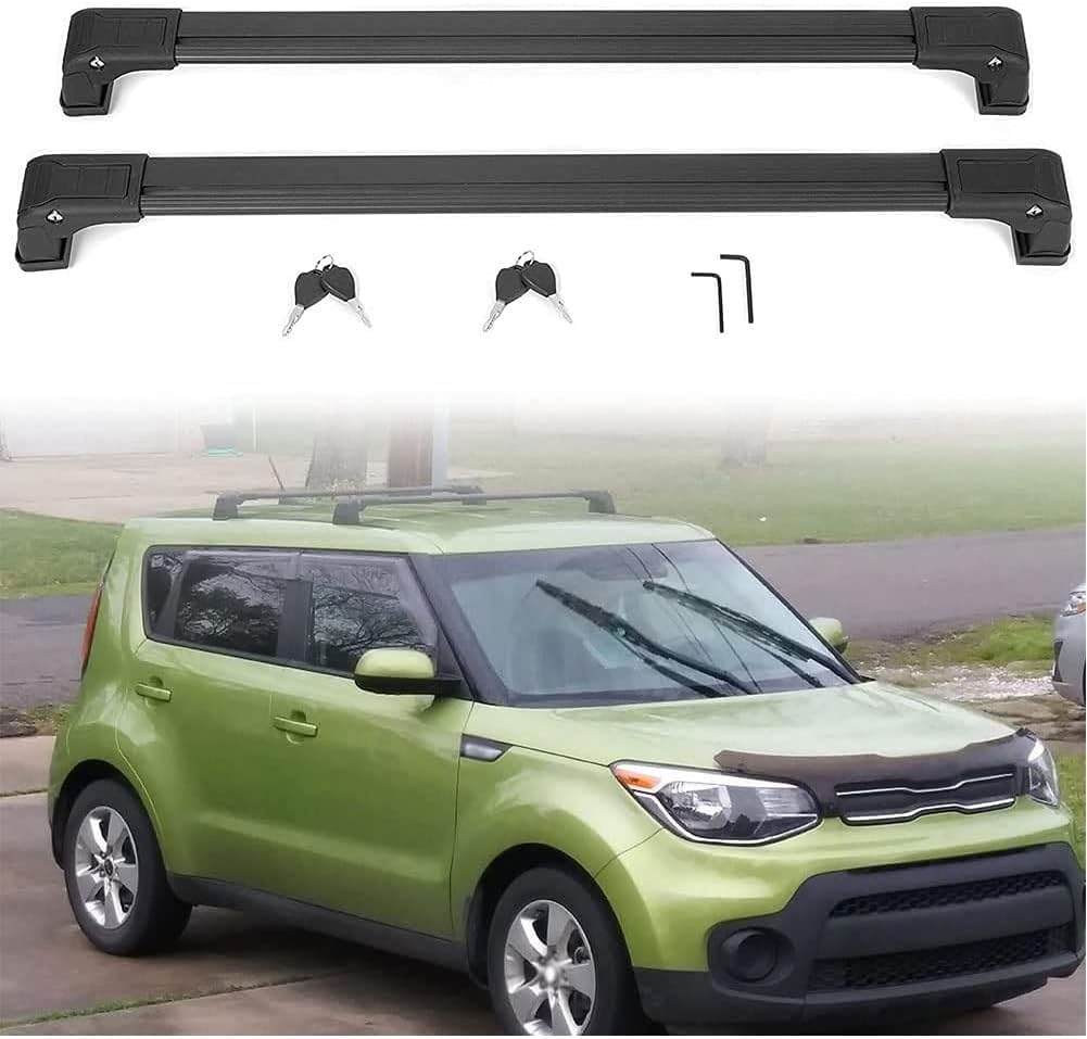 Abschließbare Aluminium-Autodachträger ohne Schiene, Anti-Diebstahl-Gepäck für Kia Soul 2014–2019, universelle Dachträger. von BNMJY